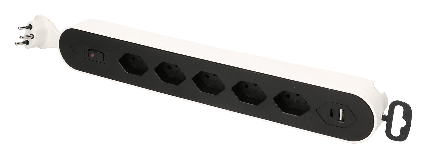 Steckdosenl. 5xT13 2xUSB ws