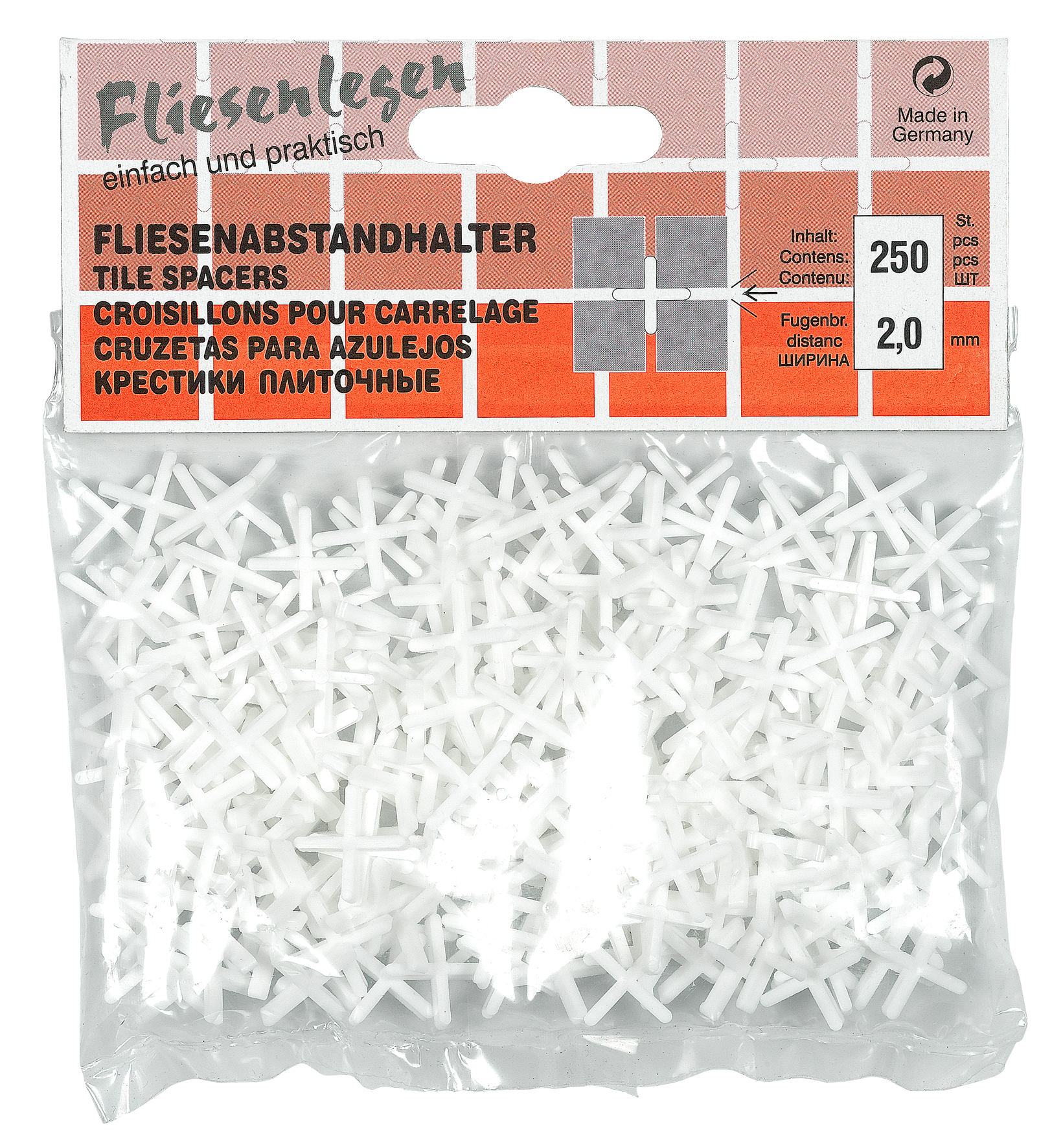 Fliesenkreuz 2 mm 250 Stück