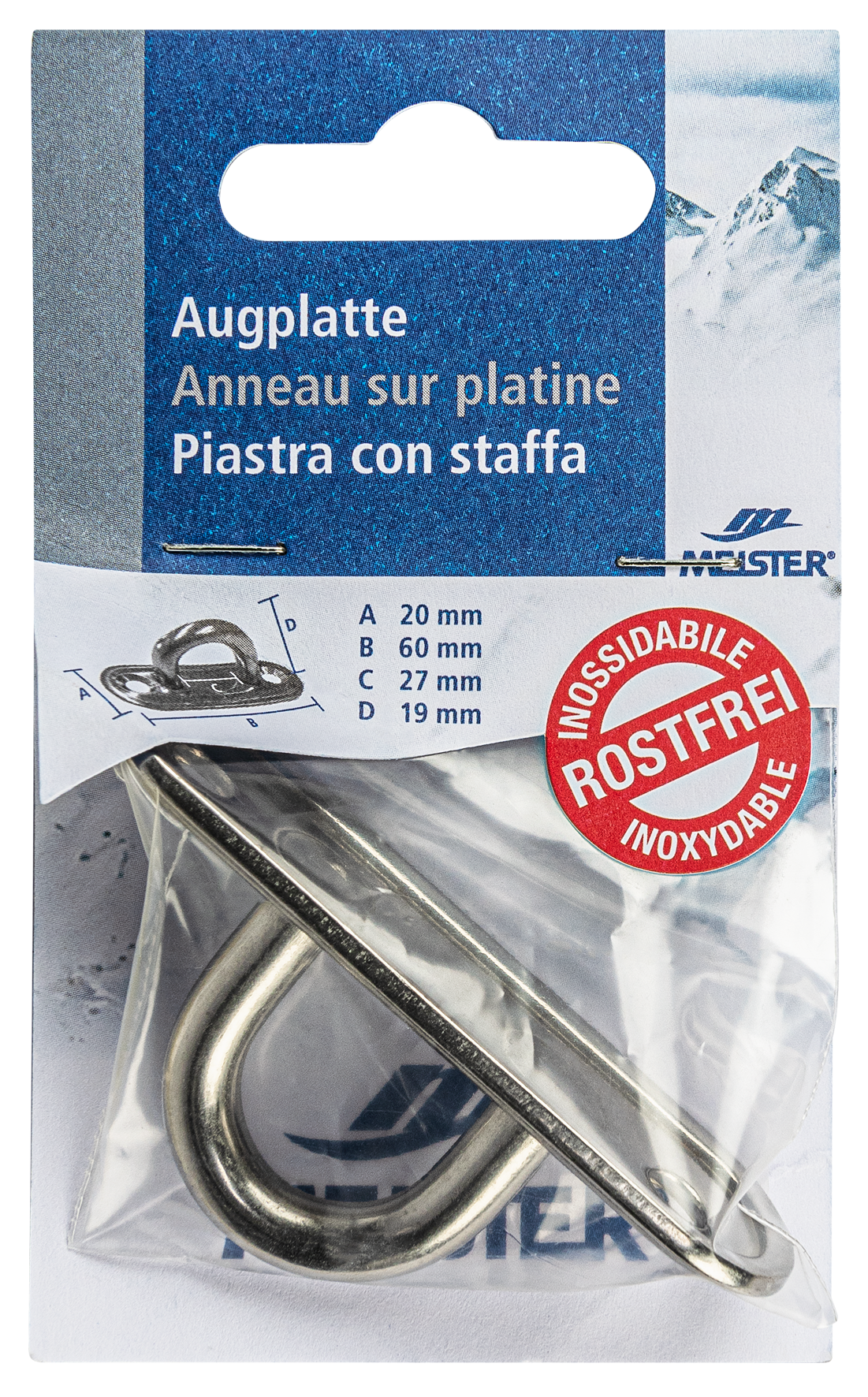 Augplatte Inox 20x60mm