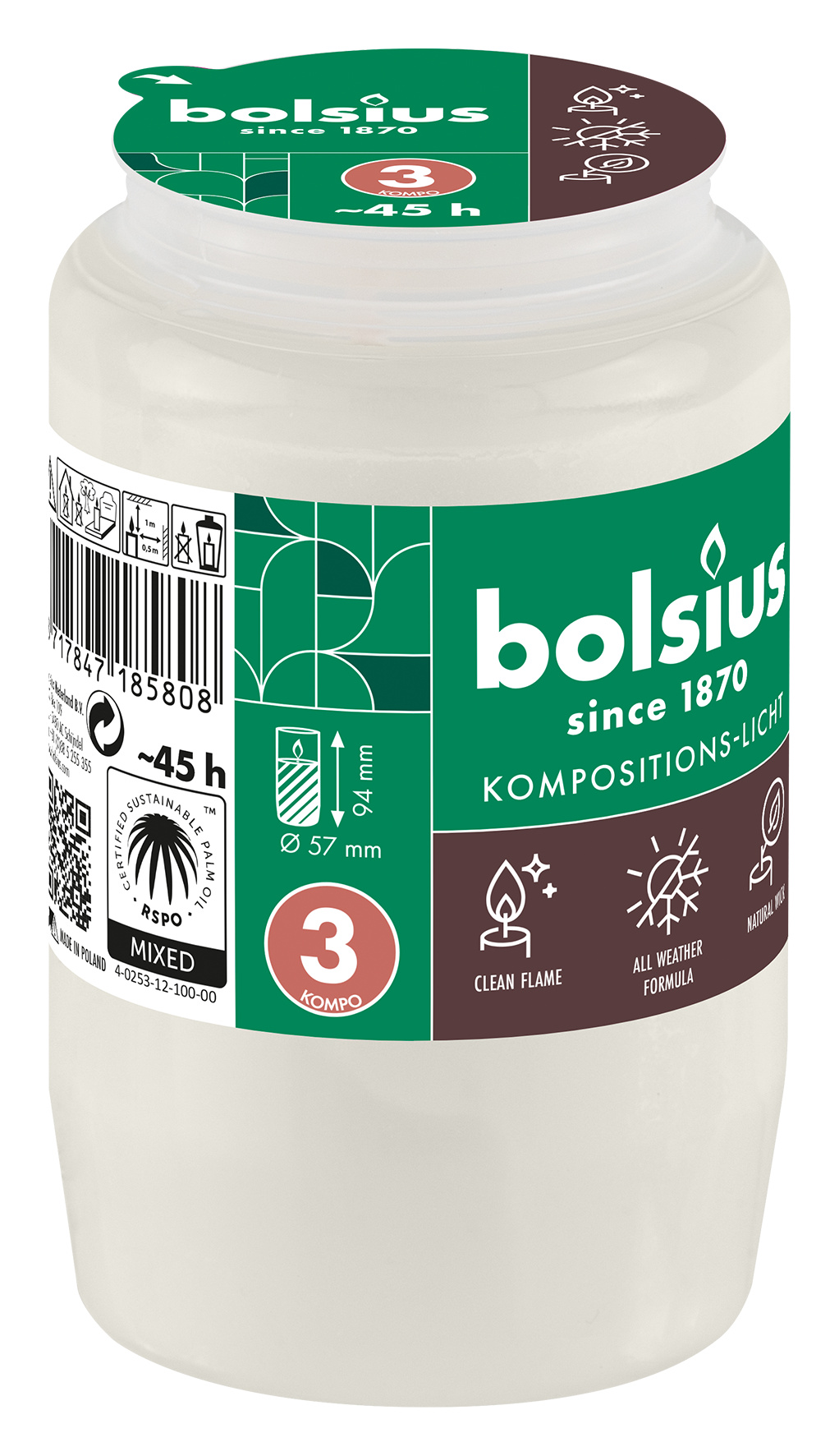 Grablicht o.Deckel Nr. 3 weiss