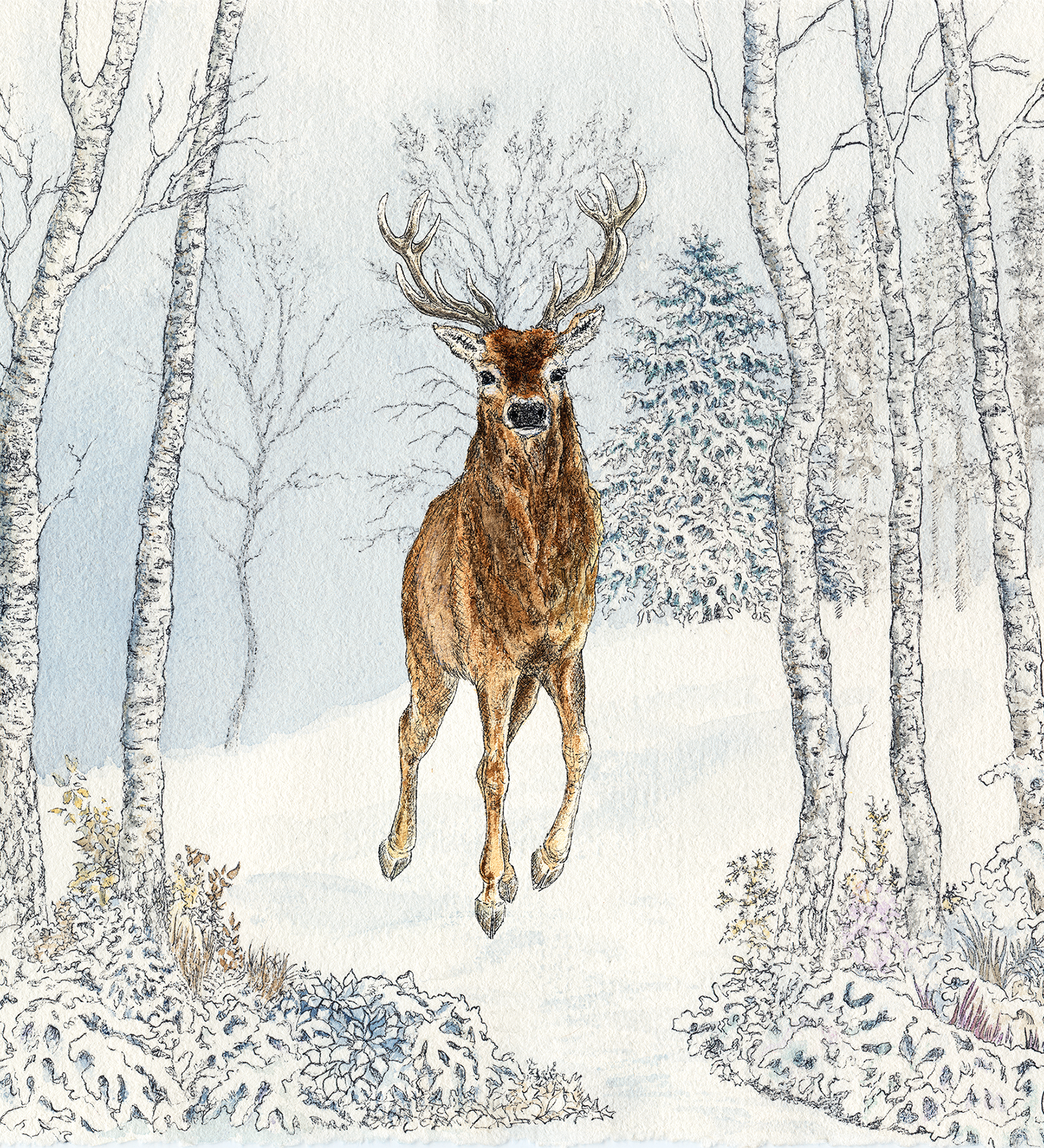 Serv. Cerf Hiver 33x33 cm