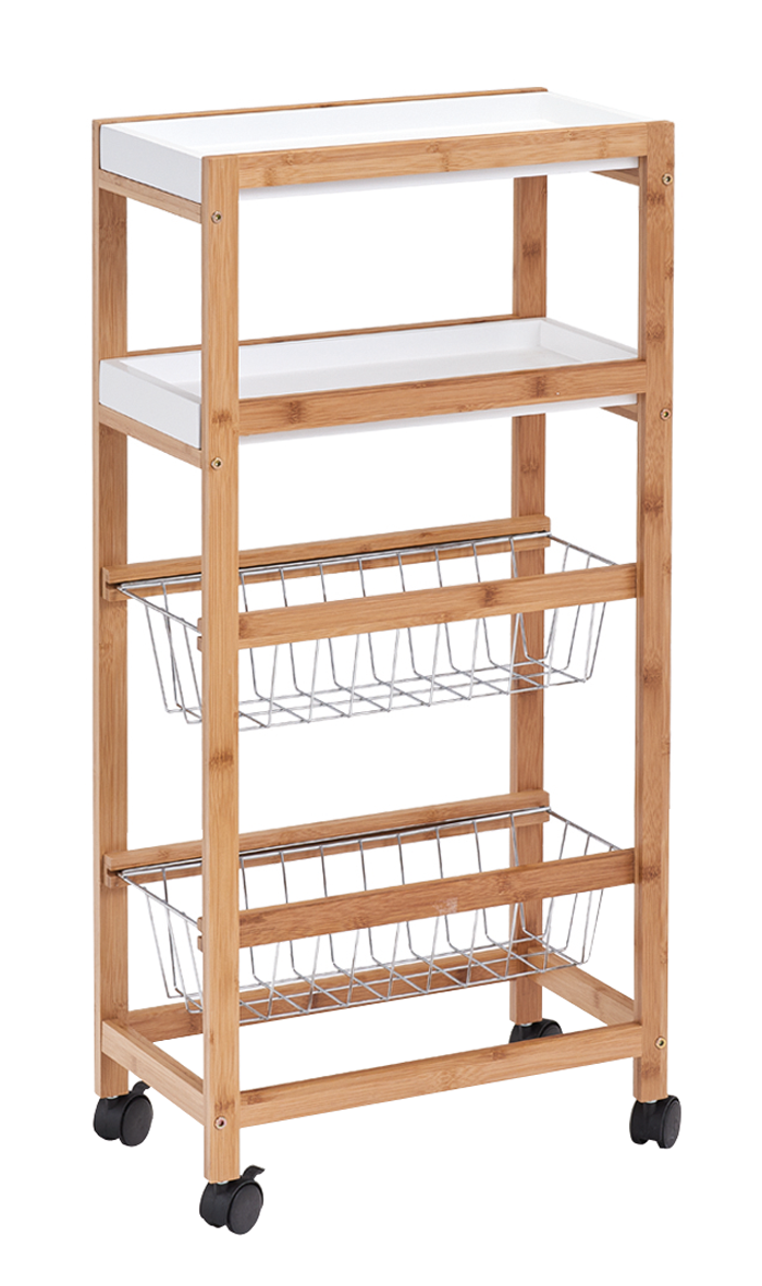 Rollwagen Bamboo weiss 40x22cm