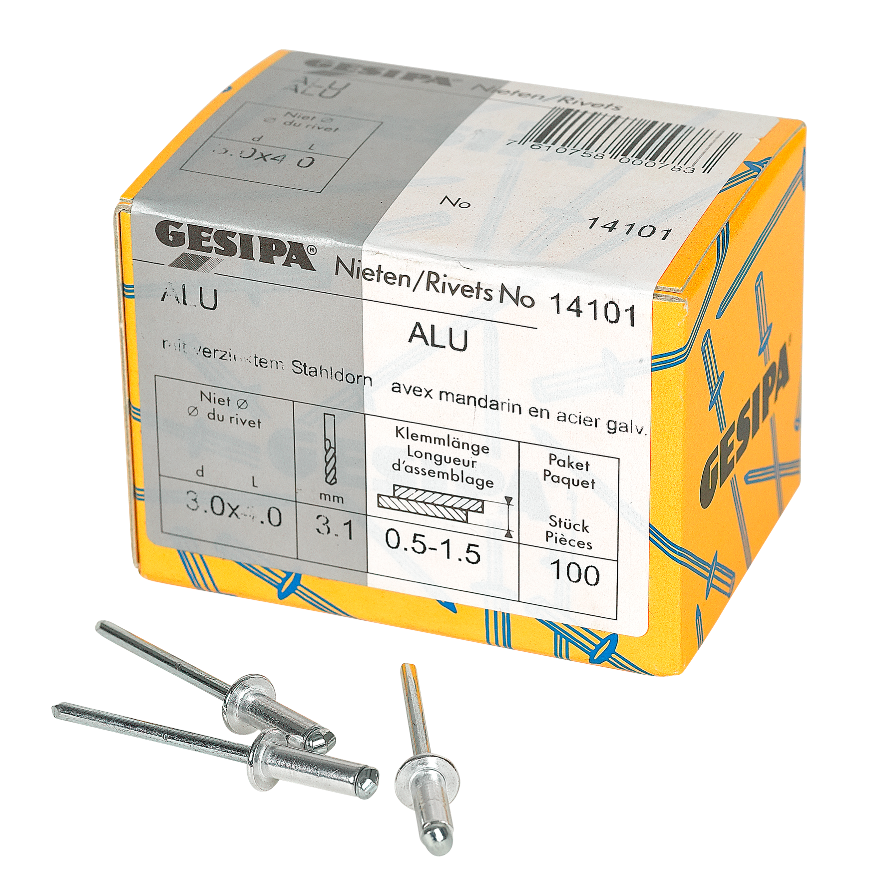 Blindnieten 3.0x4 Alu 100 Stk