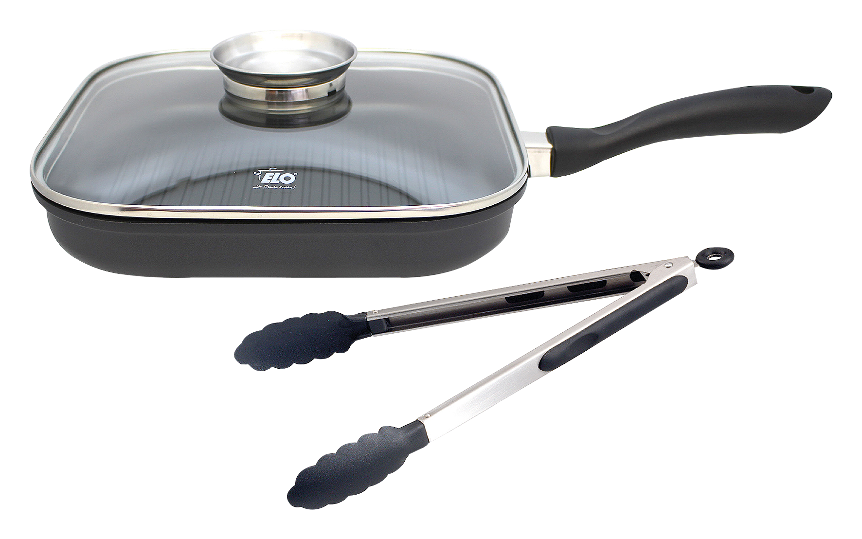 Grillpfan.28x28 m.Zange 34cm