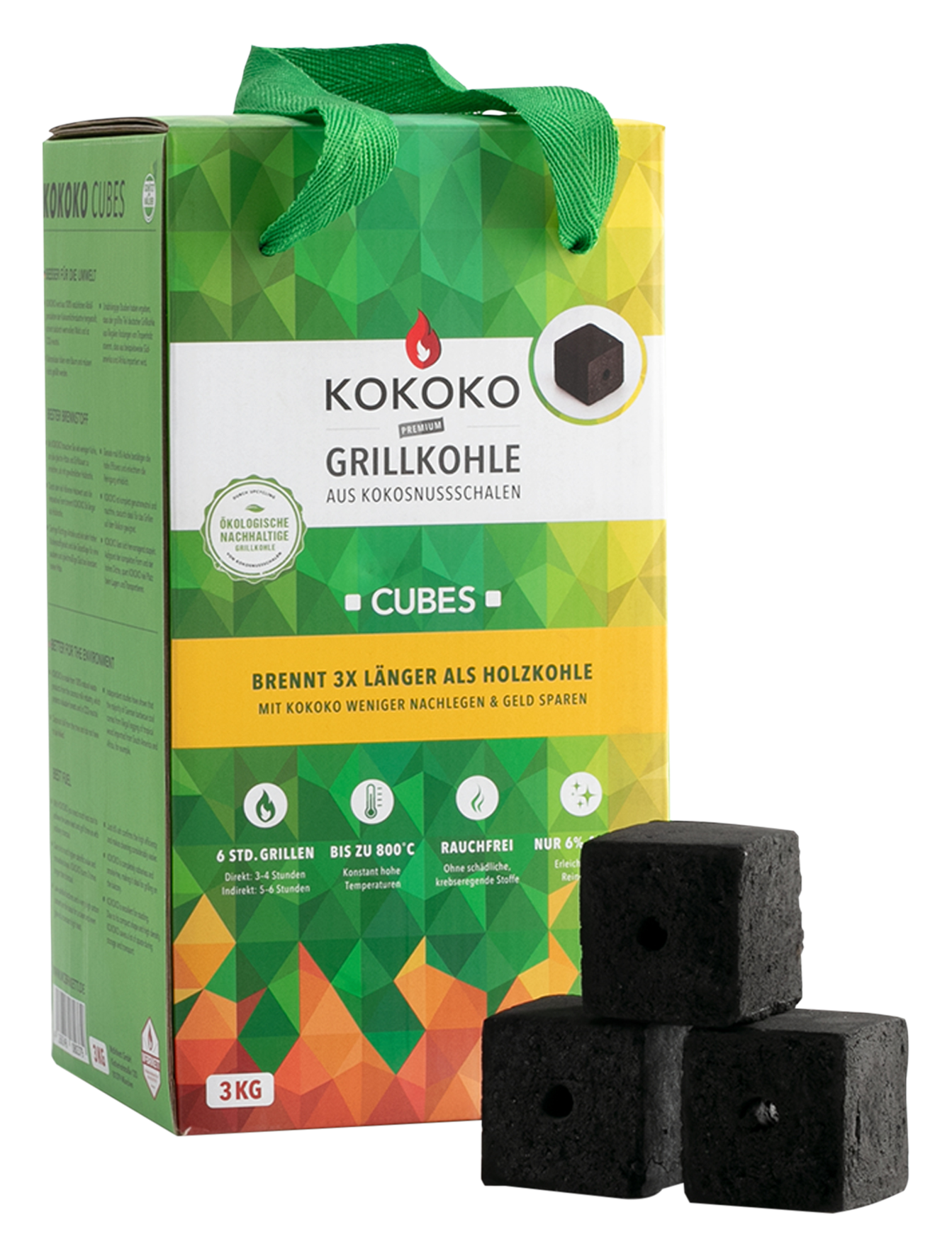Grillkohle Kokoko Cubes 3 kg