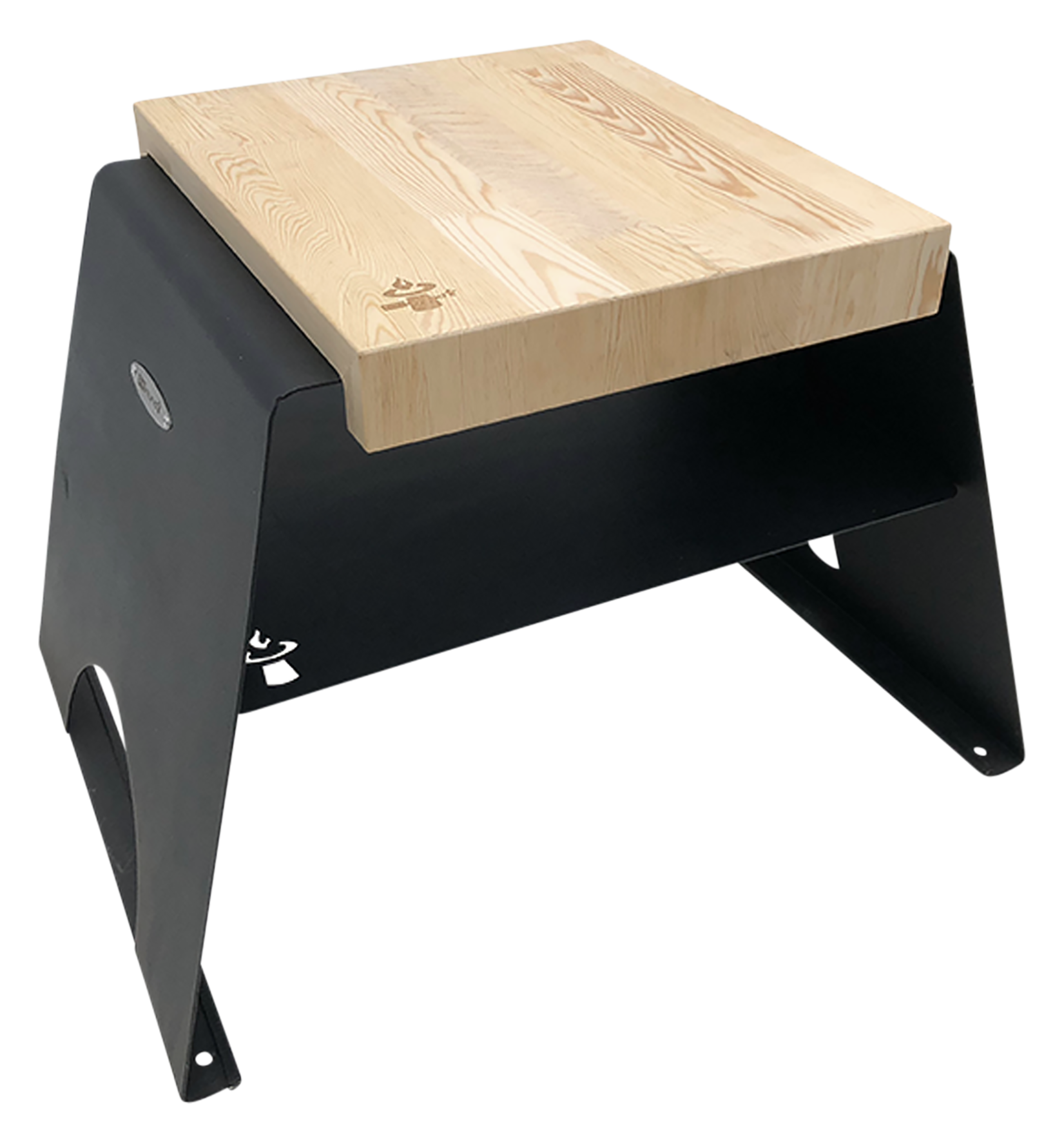 Hocker mit Holzbrett schwarz