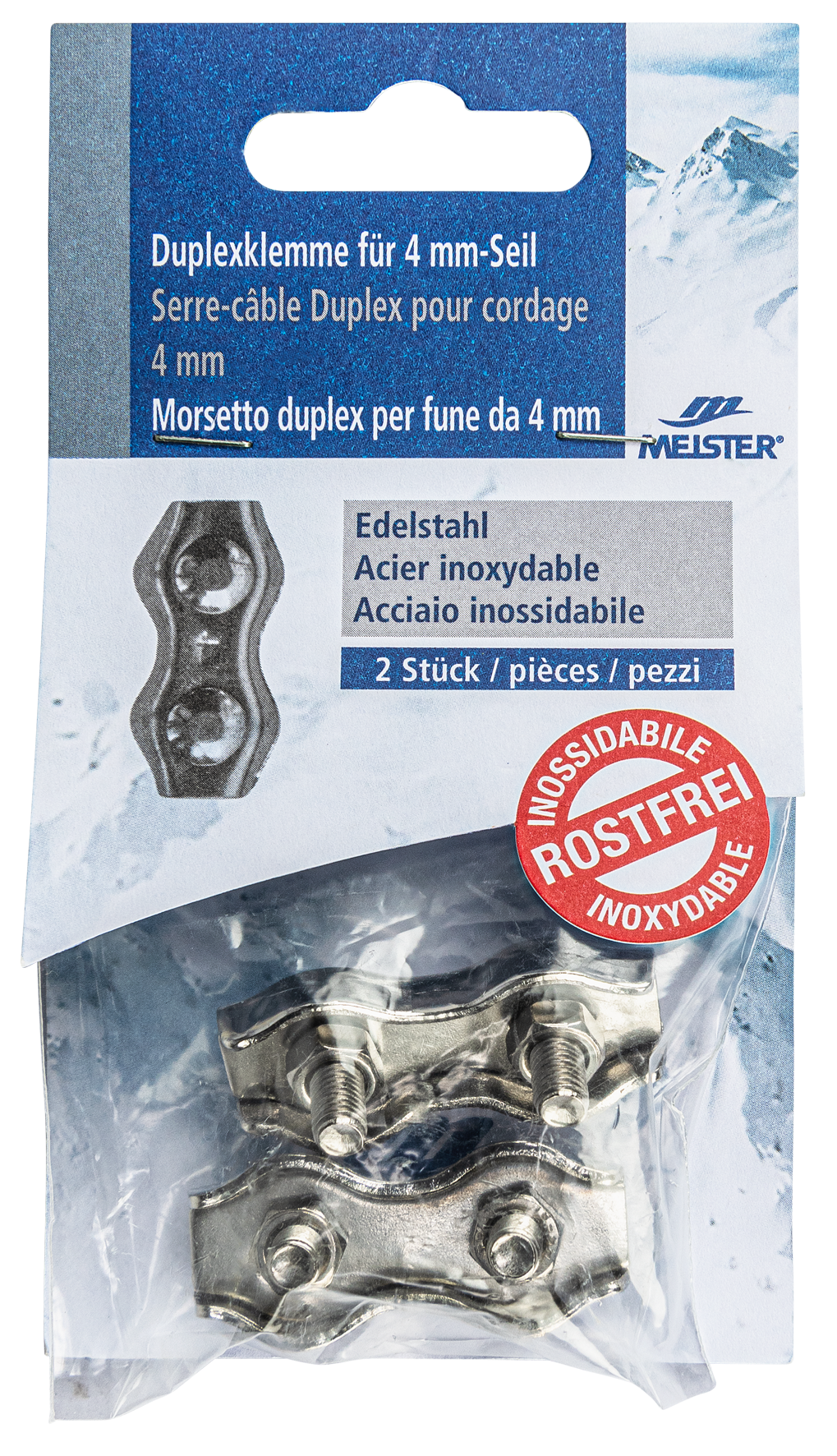 Duplexklemme Edelø4mm blank