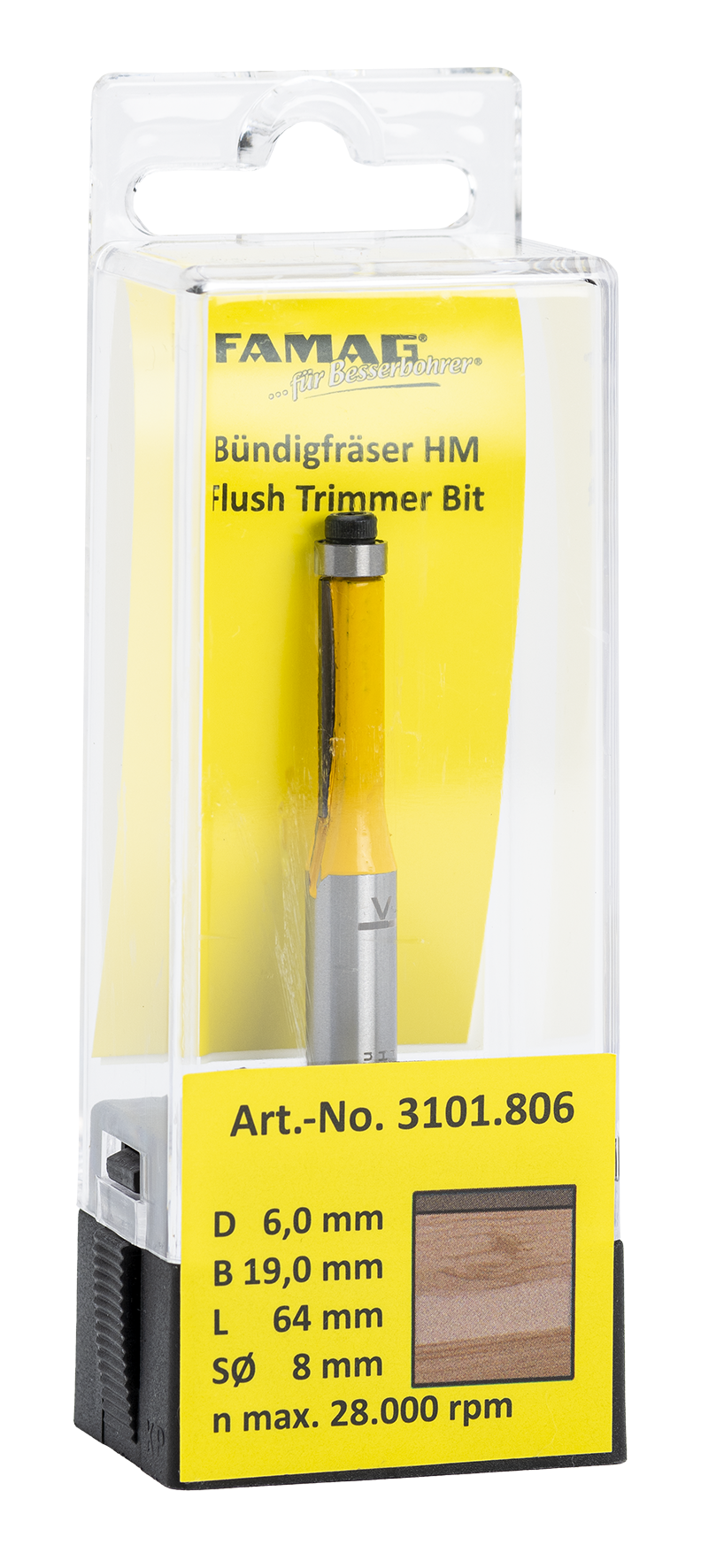 Bündigfräser ø6 L19 S8