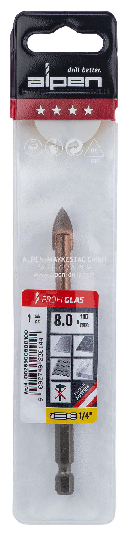 Glasbohrer Profi 8.0x110