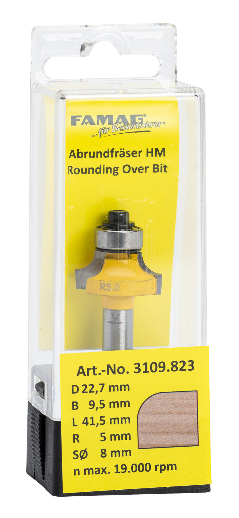 Abrundfräser ø22.7 L9.5 S8 R 5