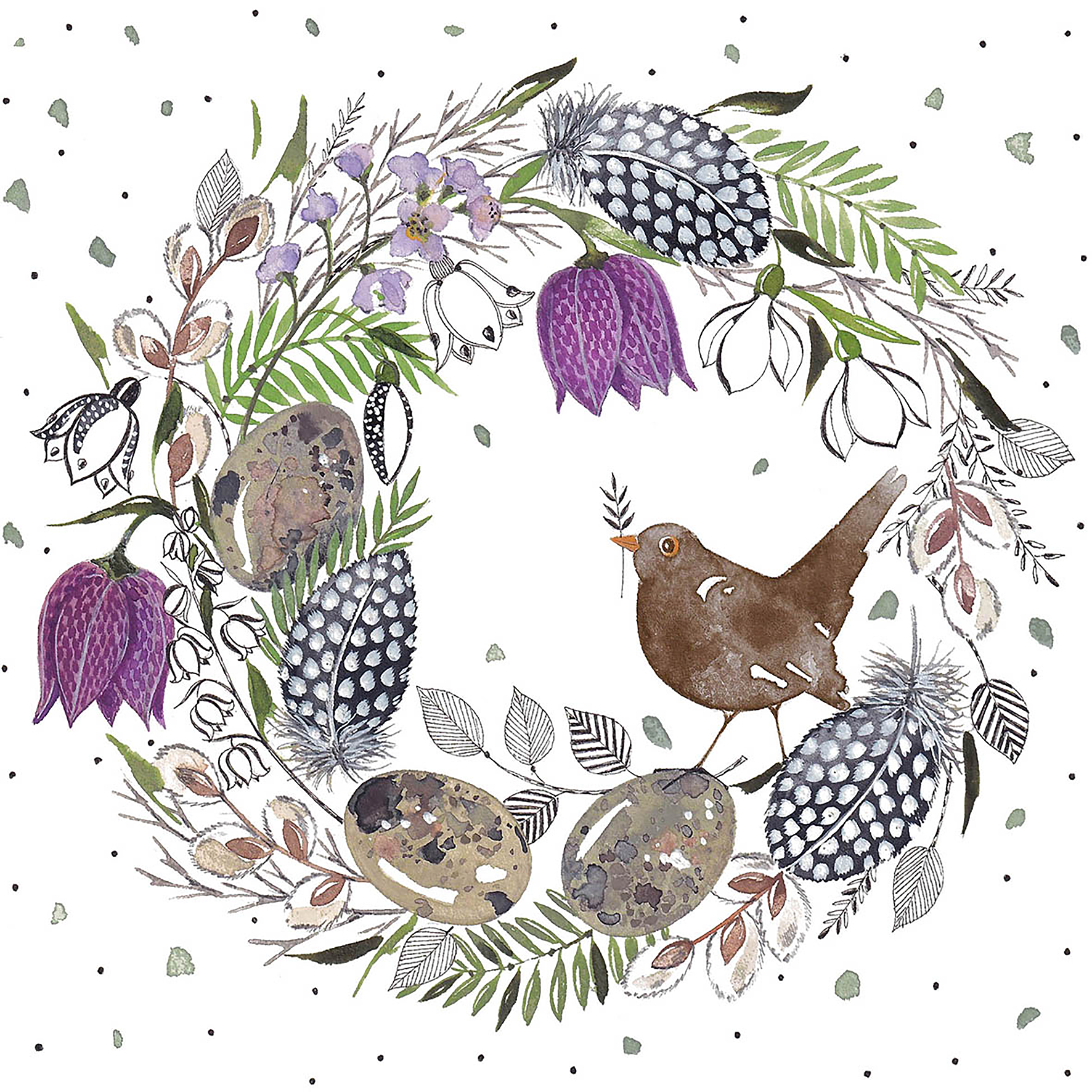 Serv. Feather Wreath 33x33 cm