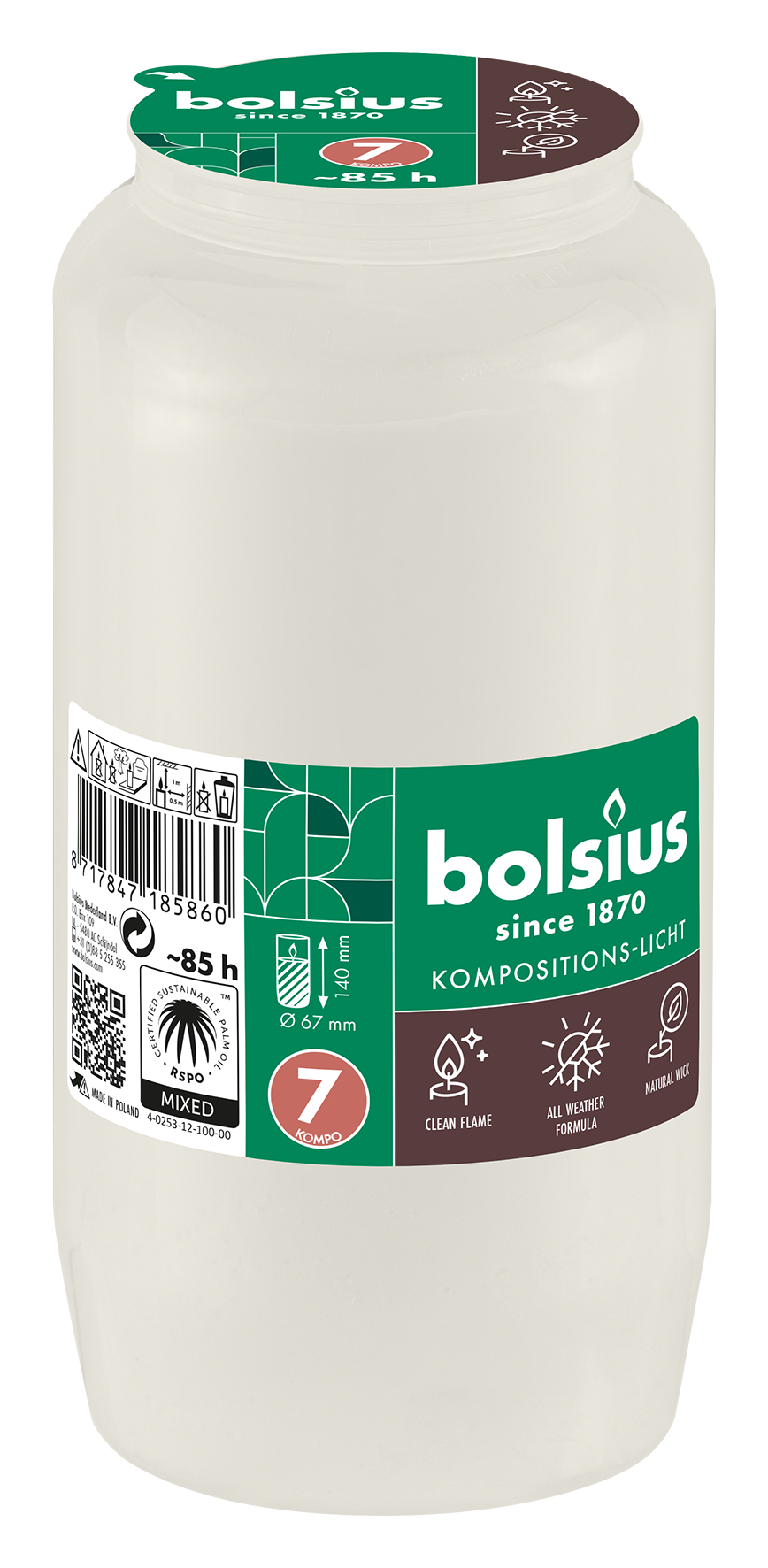 Grablicht o.Deckel Nr. 7 weiss