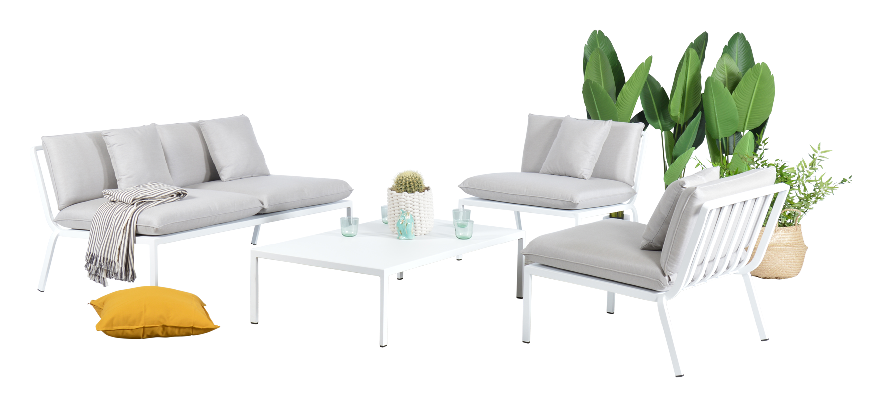Lounge Set Kayl white grey