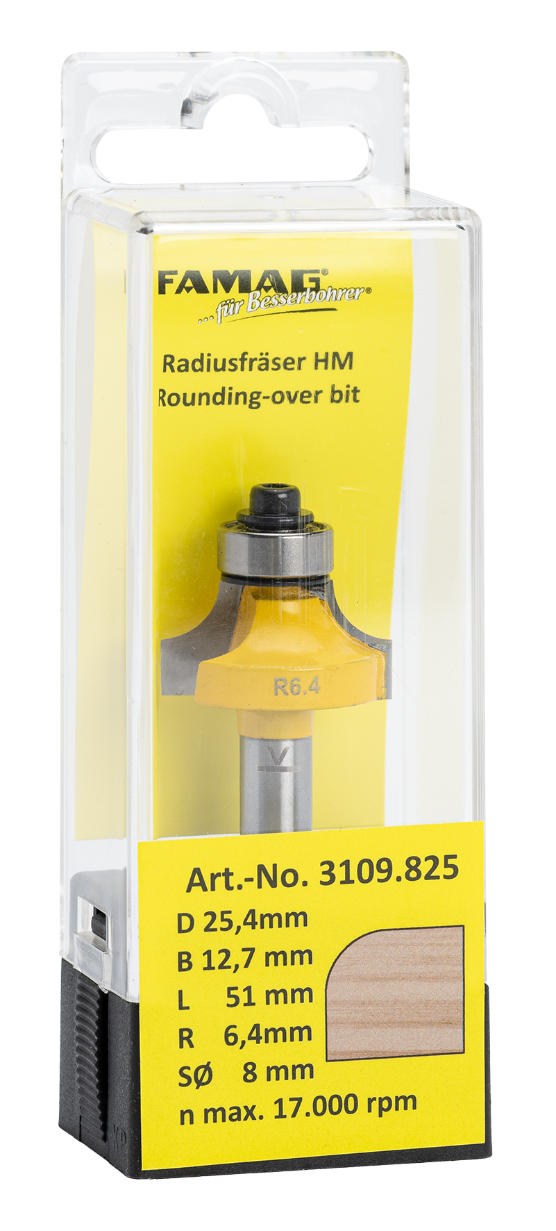 Abrundfrä ø25.4 L12.7 S8 R 6.4