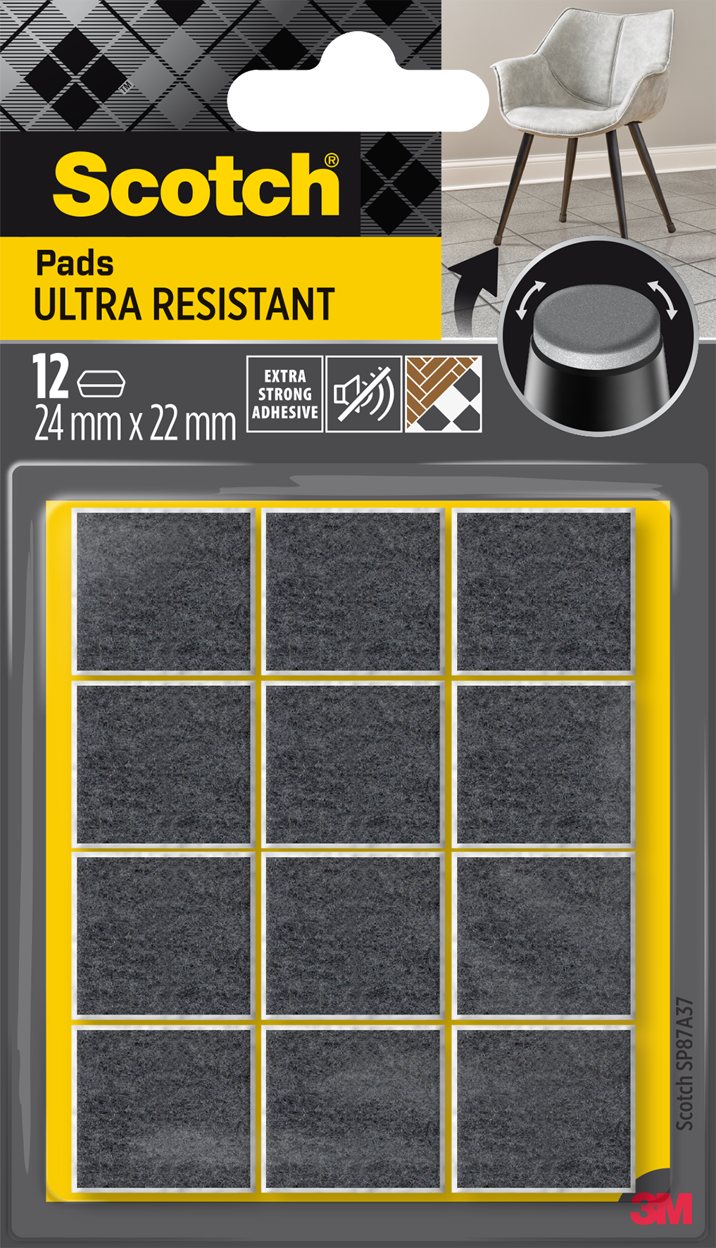 Filzg.Pads U.Res.24x22 12St.gr