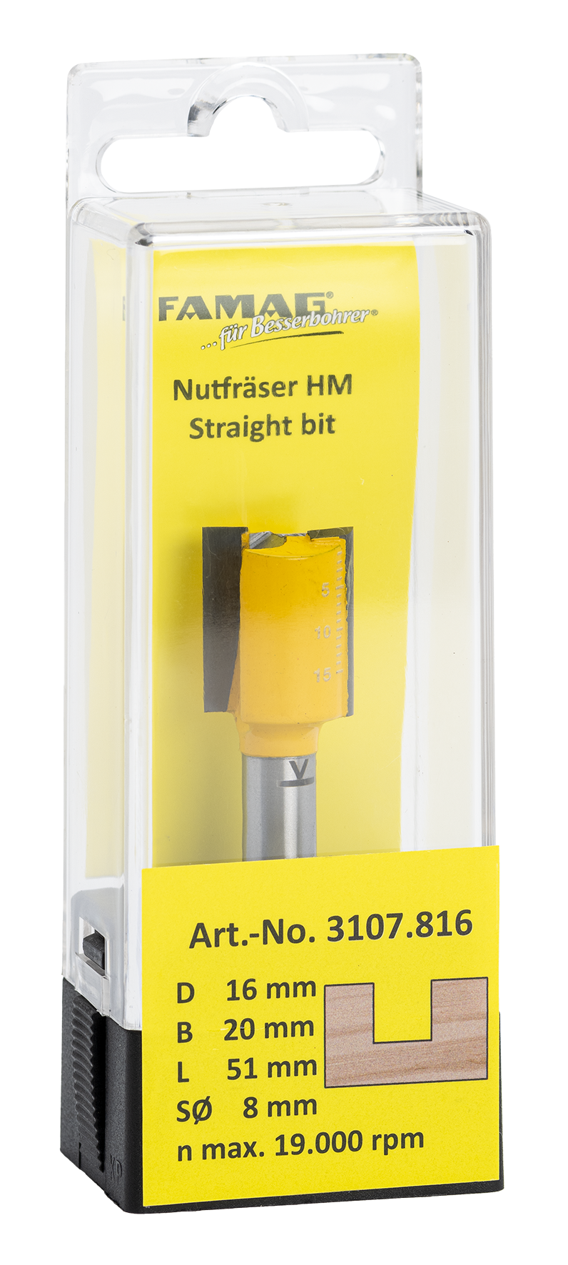 Nutfräser ø16 L20 S8