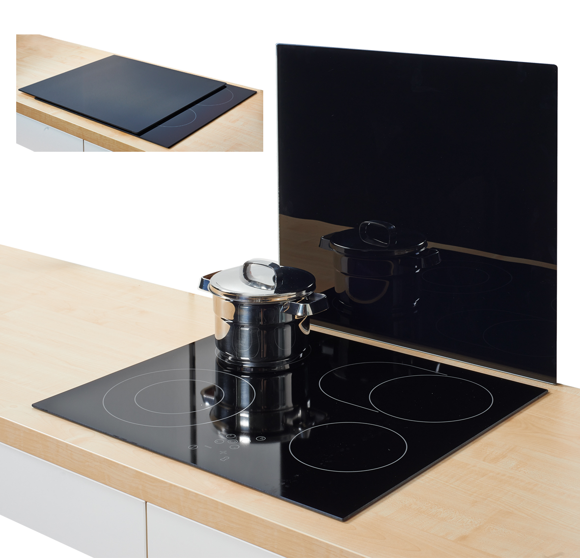 Herdblende Glas schwarz