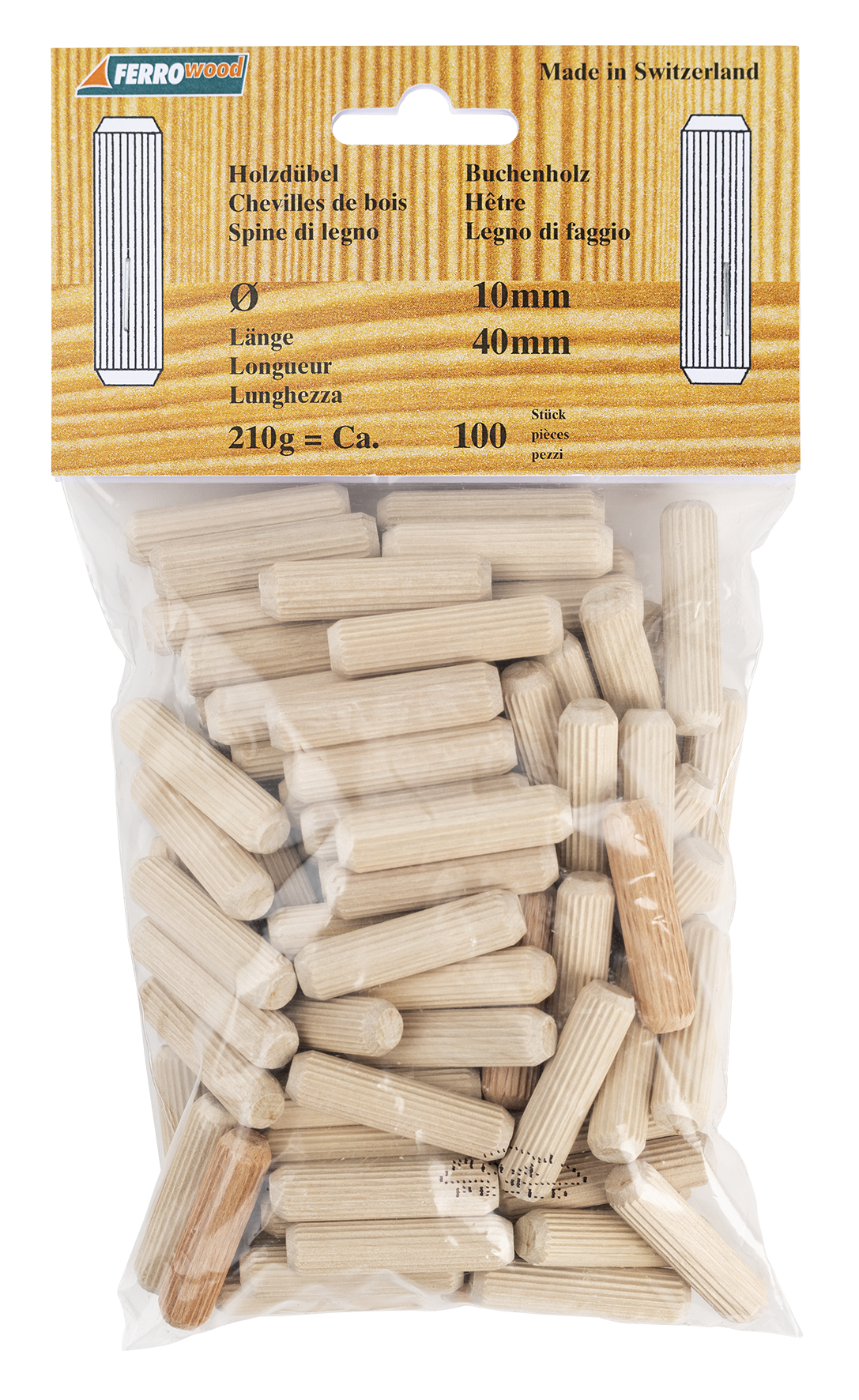 Holzdübel 10x40 mm 100 Stk. SB