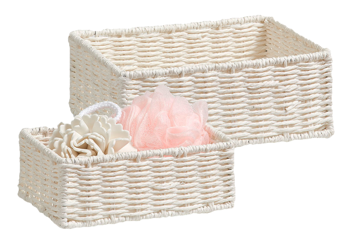 Korb-Set 2St.weiss 20cm u.24cm