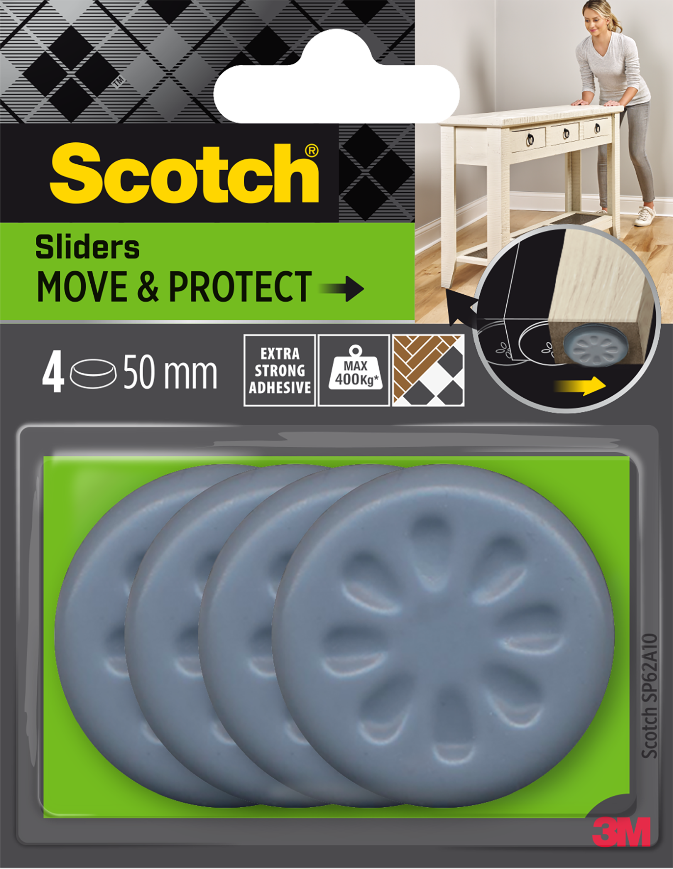 Möbelg. Sliders ø50mm 4St.grau