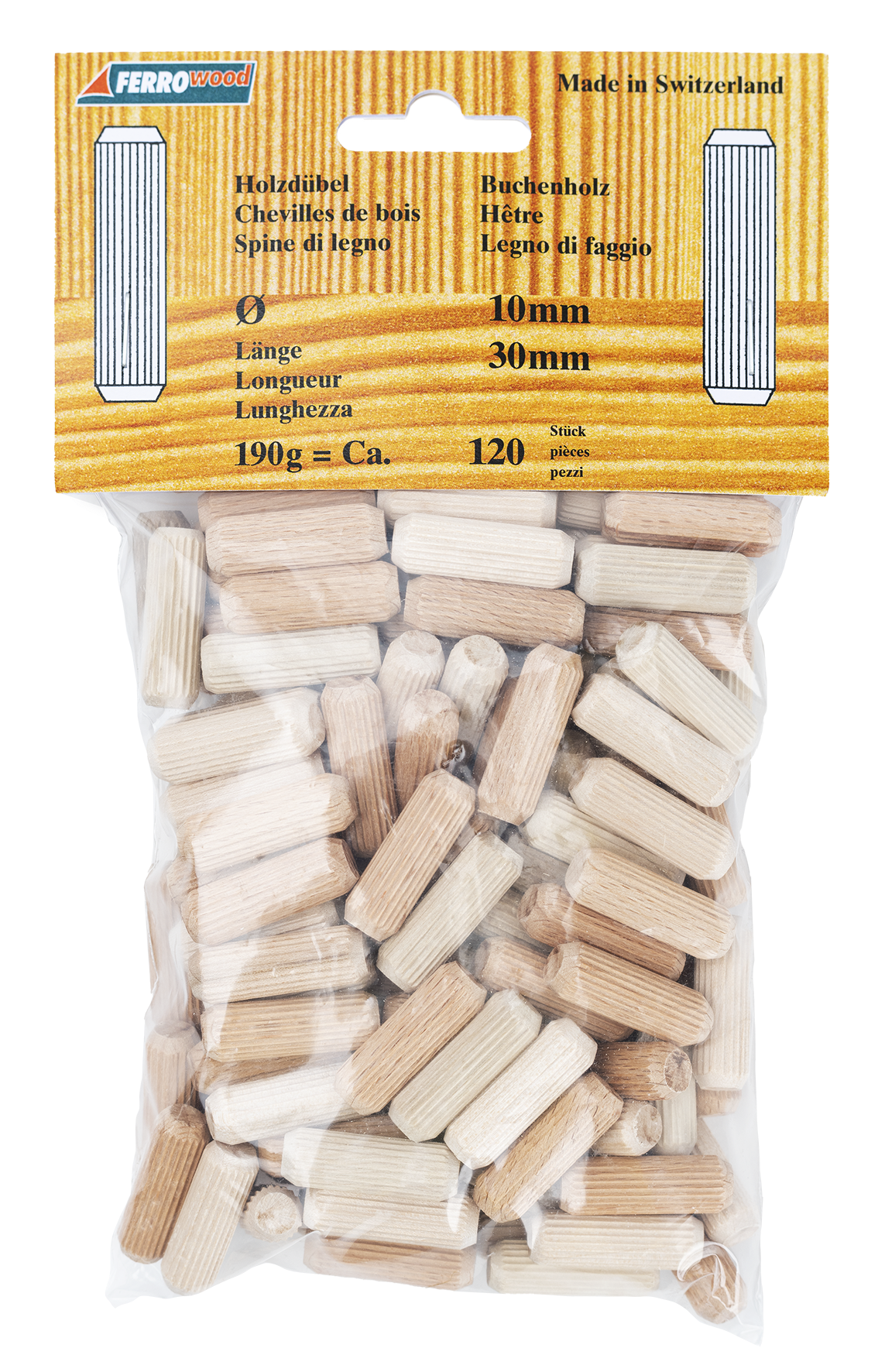 Holzdübel 10x30 mm 120 Stk. SB