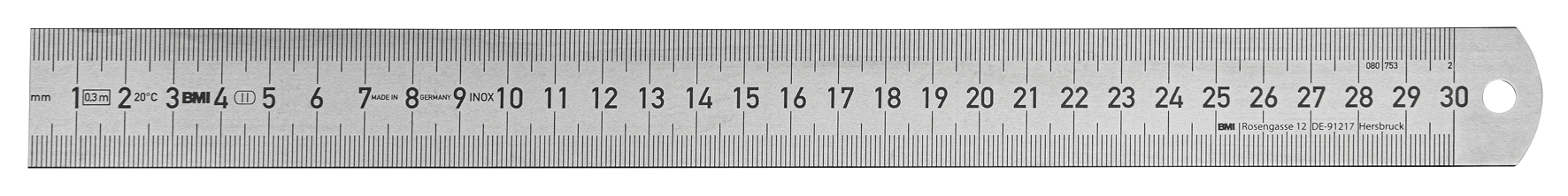 Stahlmassstab inox 300x28