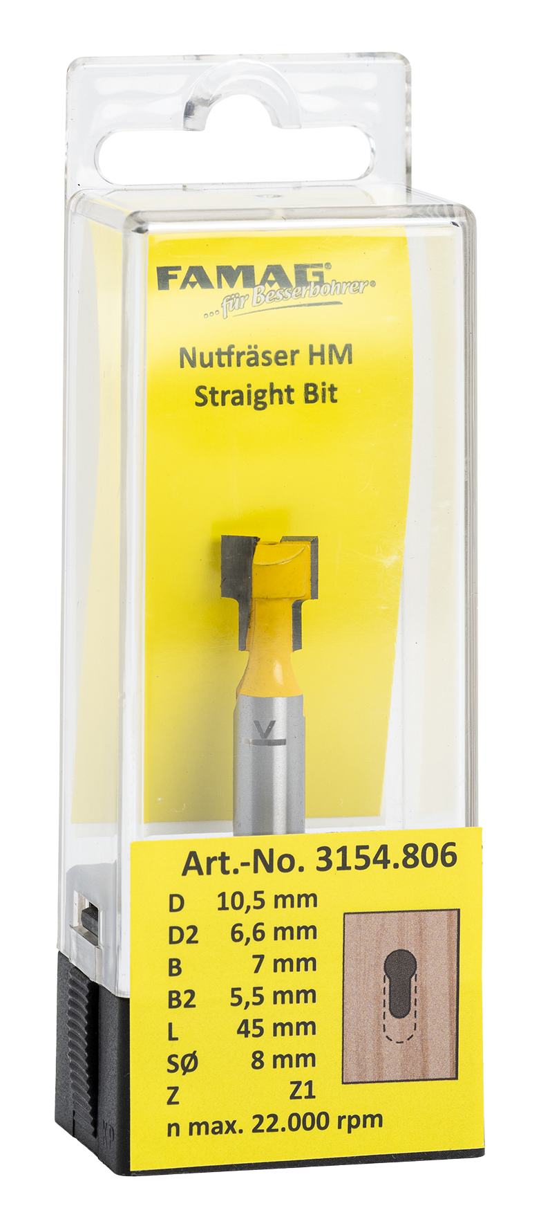 T-Nutfräser ø10.5 L6.6 S8