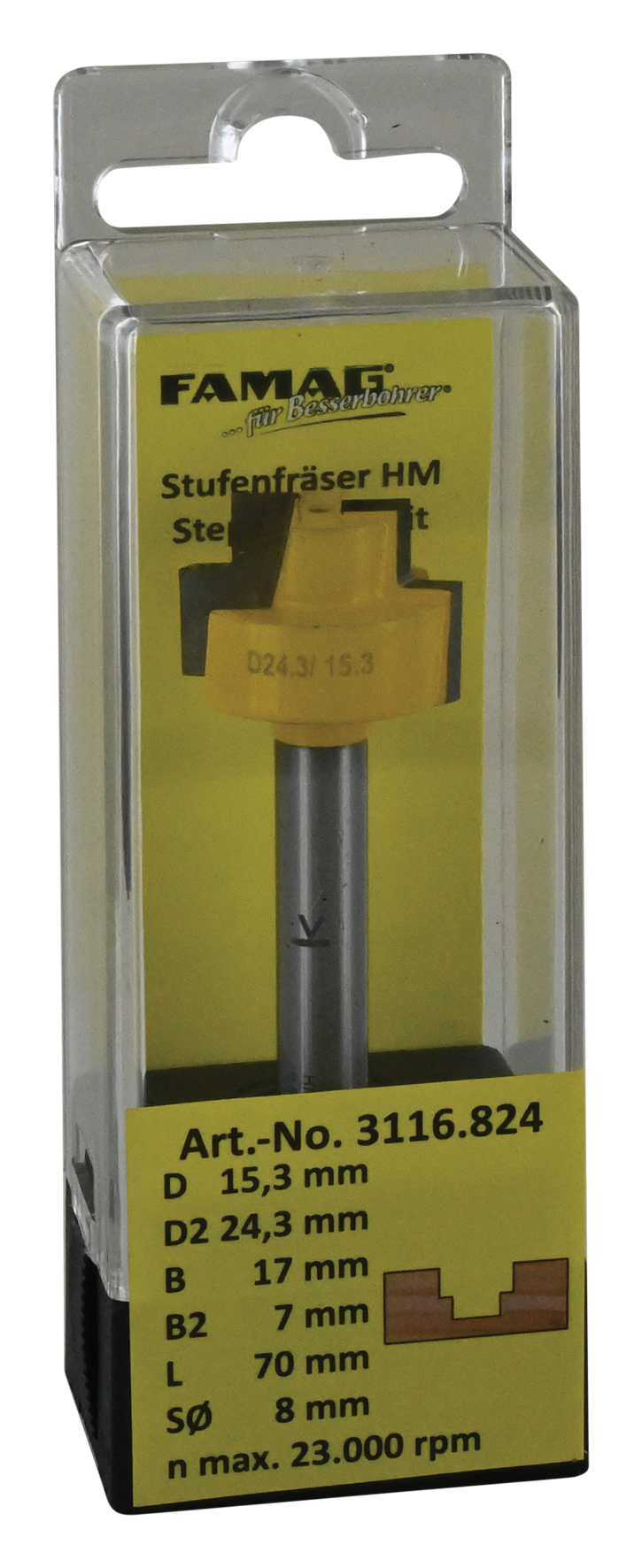 Stufenfräser ø24.3 L70 S8