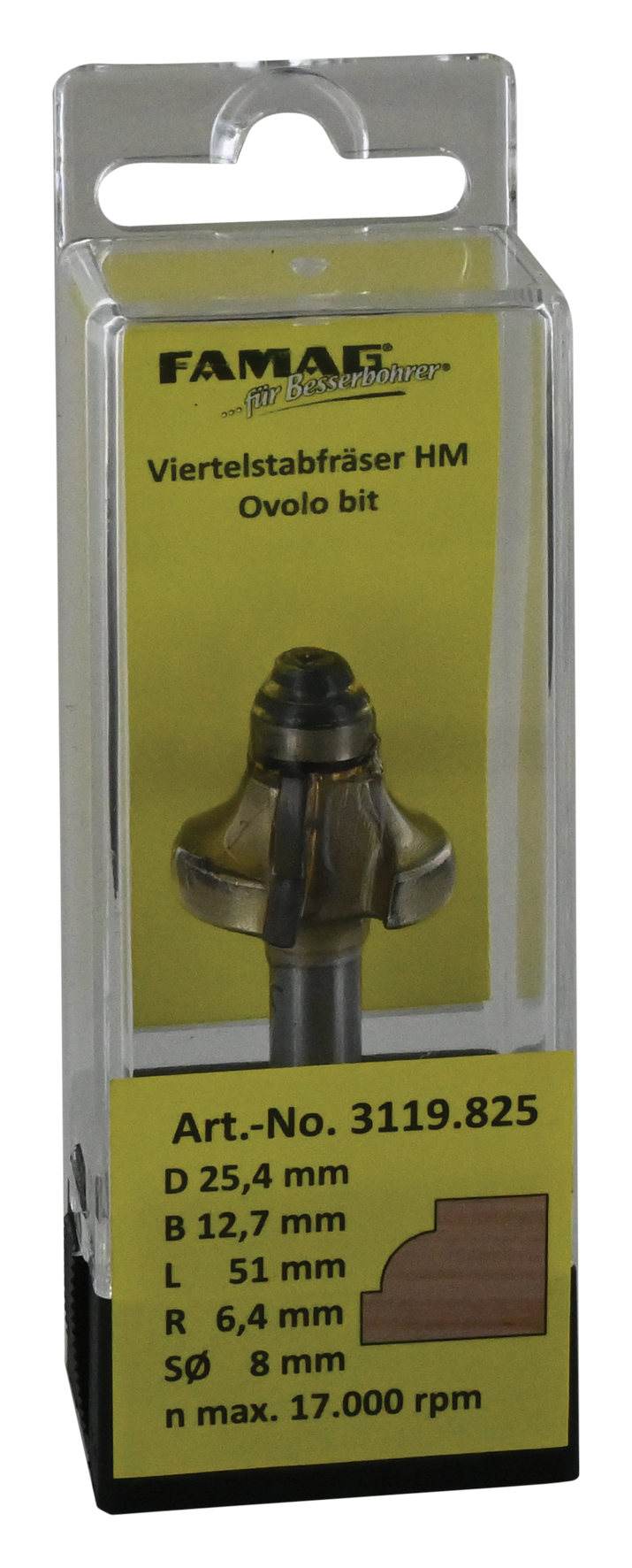 Viertelstabfrä ø25.4 L12.7 S8