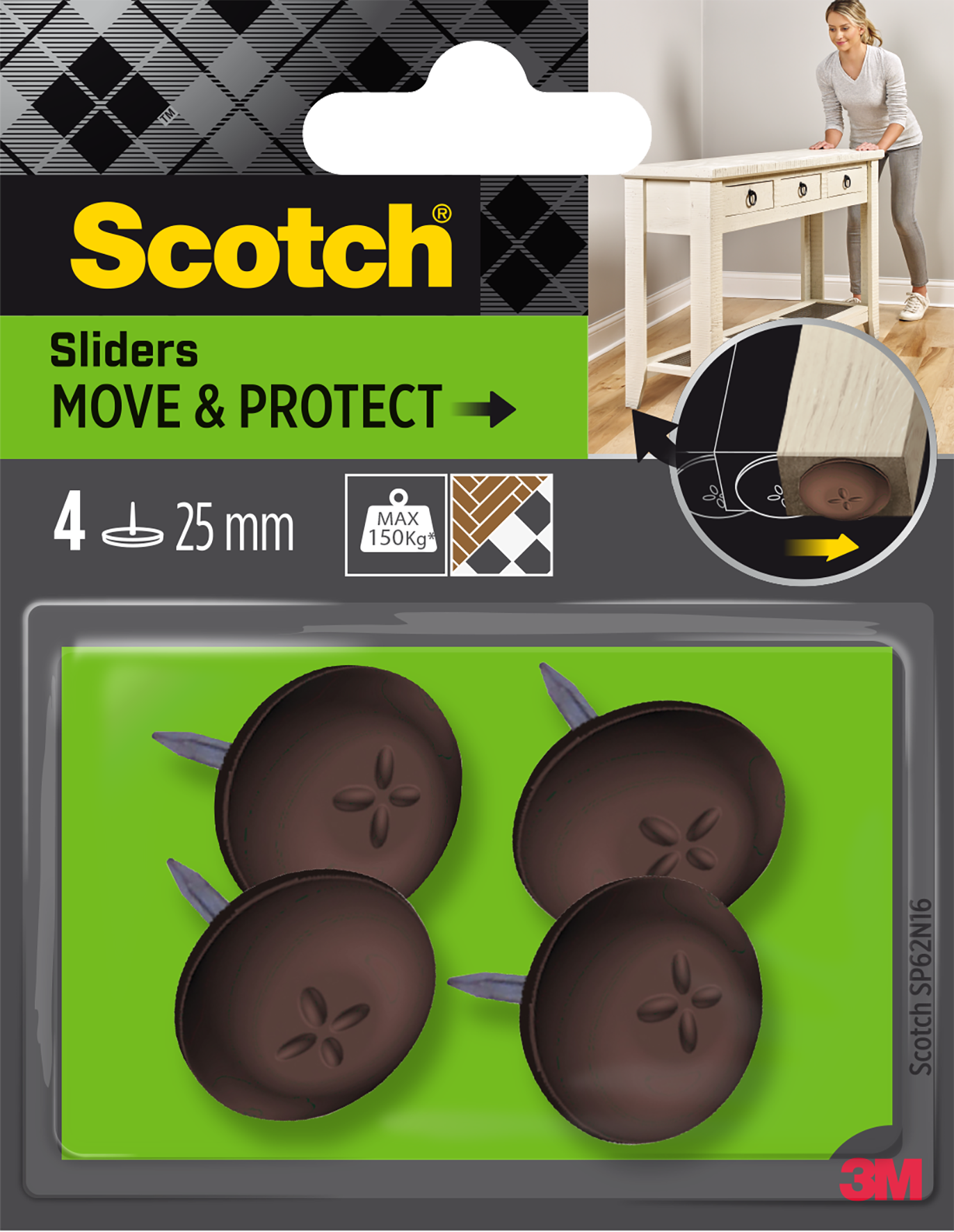 Möbelg Nagel Sli.ø25mm 4St.br.