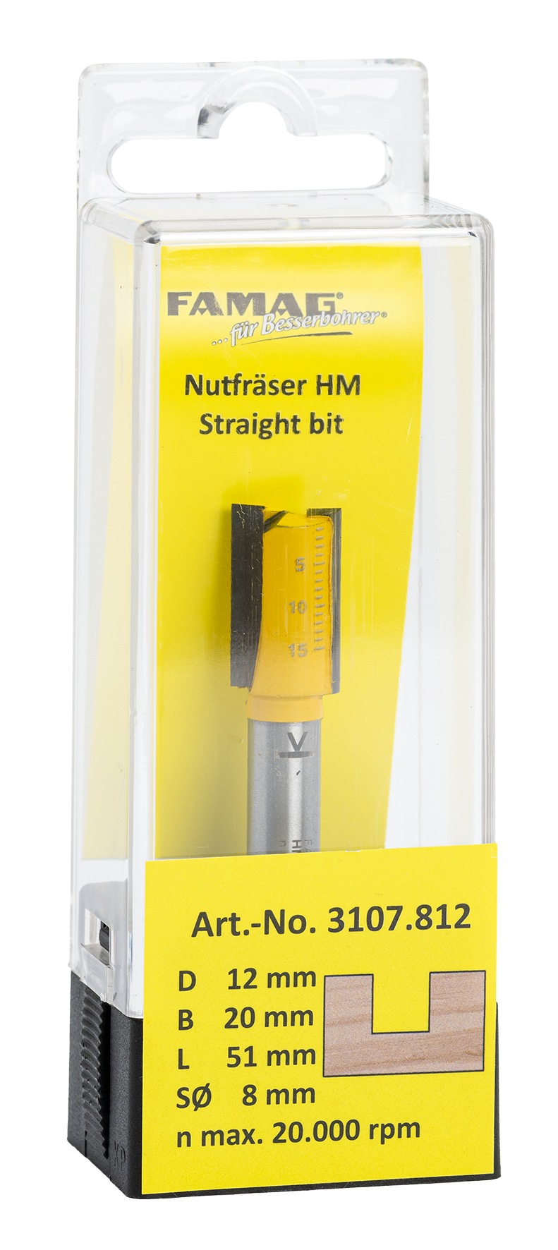 Nutfräser ø12 L20 S8