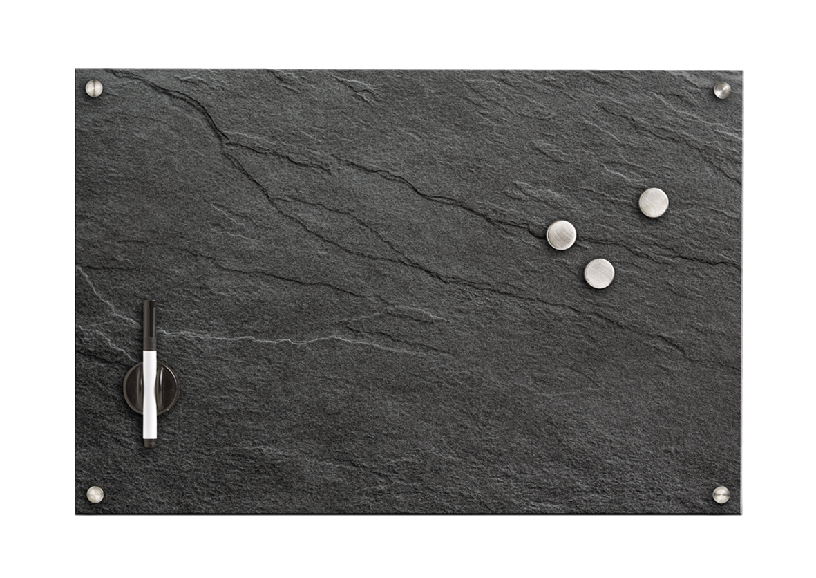 Memobord Glas Schiefer 60x40cm