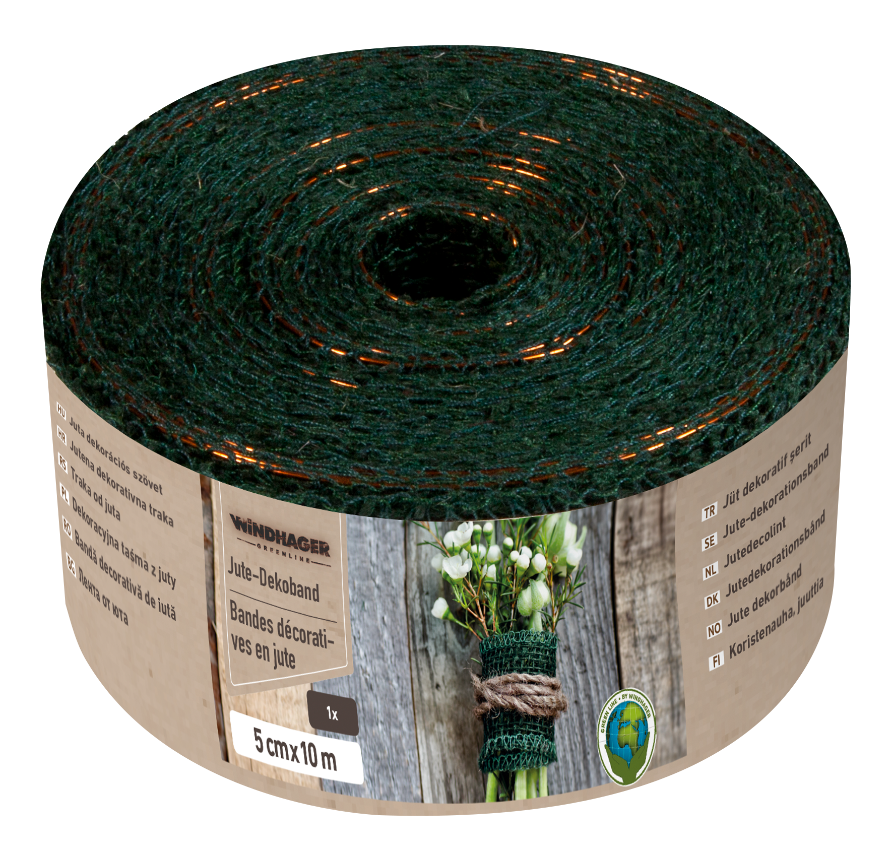 Jute-Dekoband 10m grün