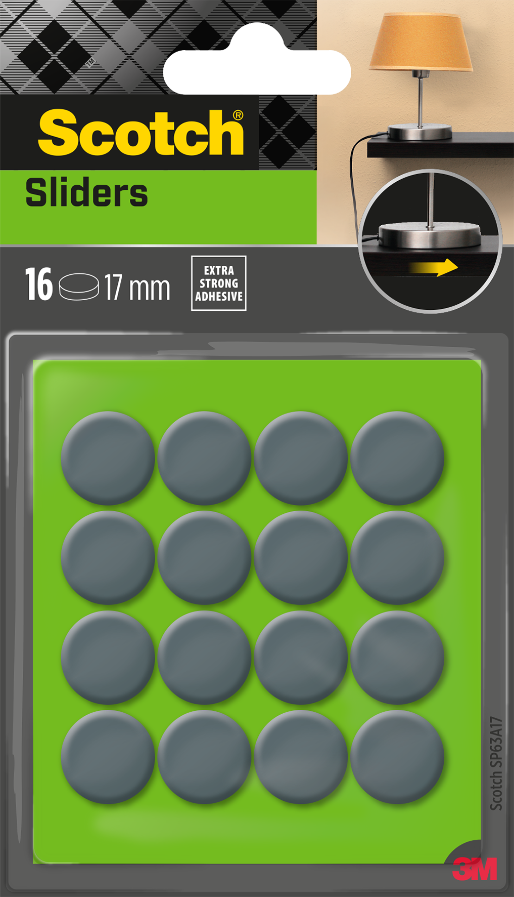 Möbelg. Sliders ø17mm 16St. gr