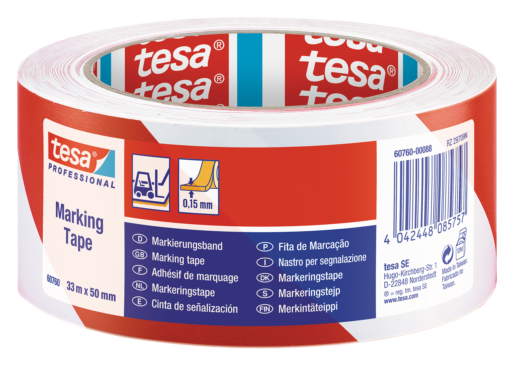 Markierungsband rot/ws 33:50