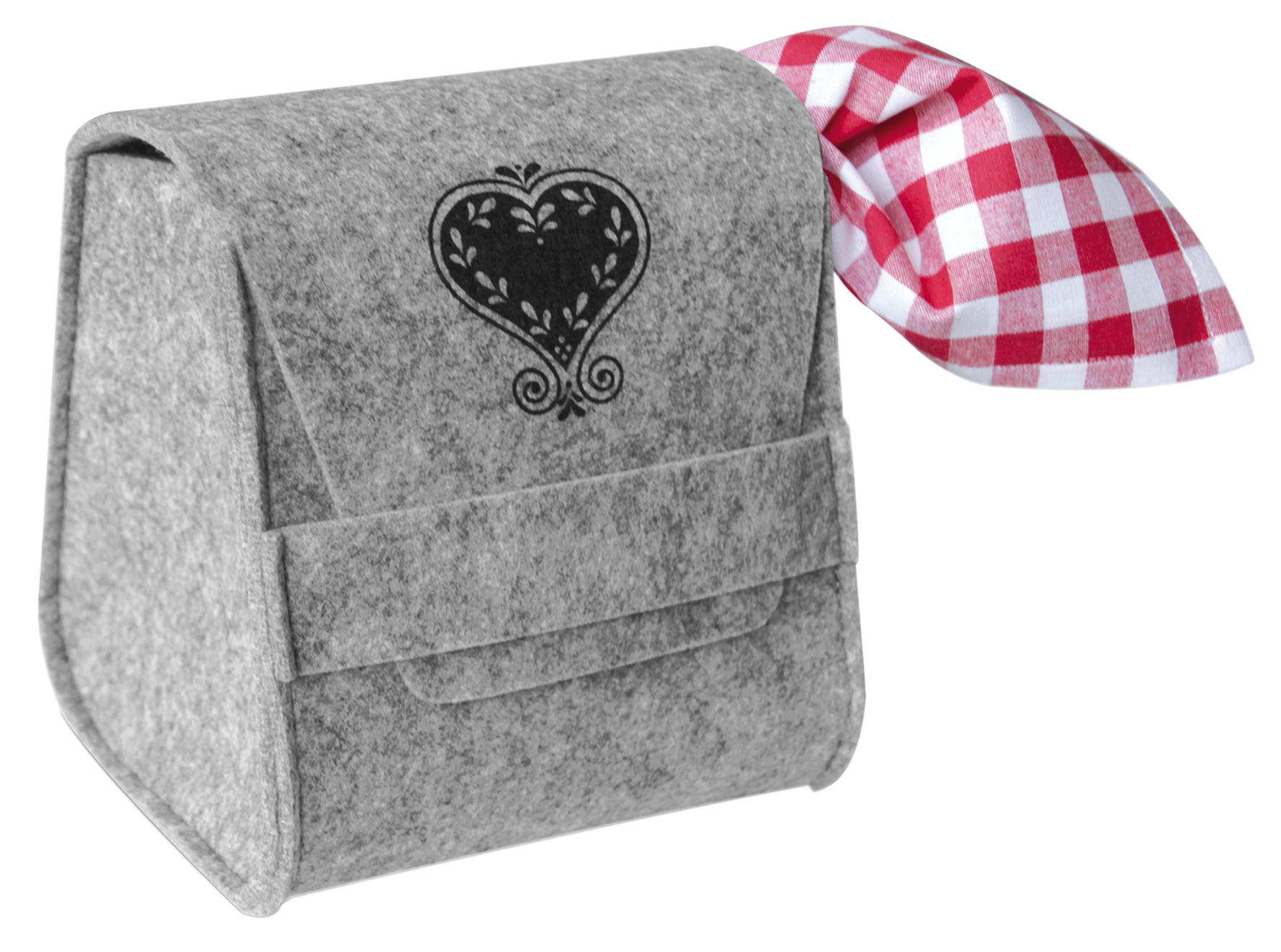 Kartoffeltasche Herz grau Filz