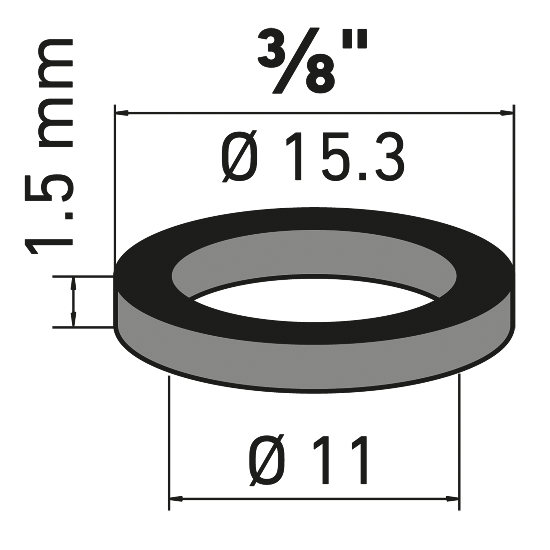 Gummid.10St.3/8"11x15.3x1.5mm