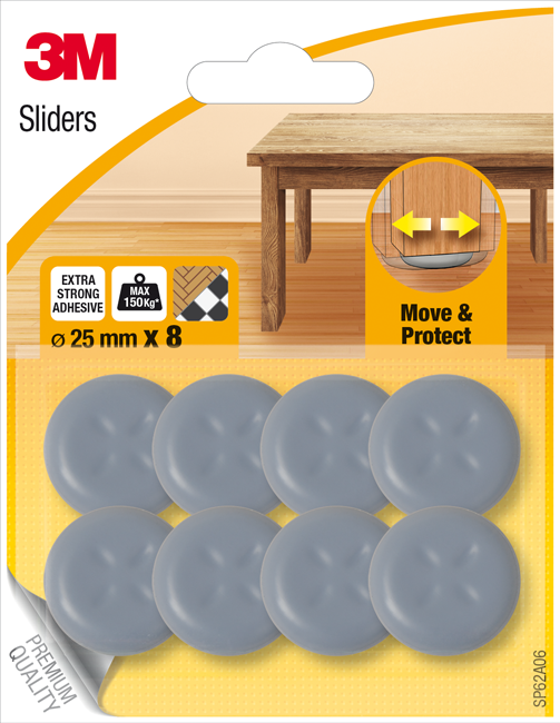 Möbelg. Sliders ø25mm 8St.grau