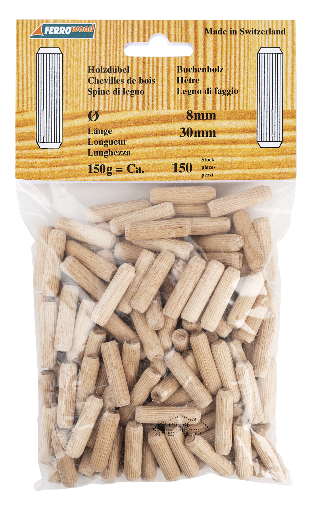 Holzdübel 8x30 mm 150 Stk. SB