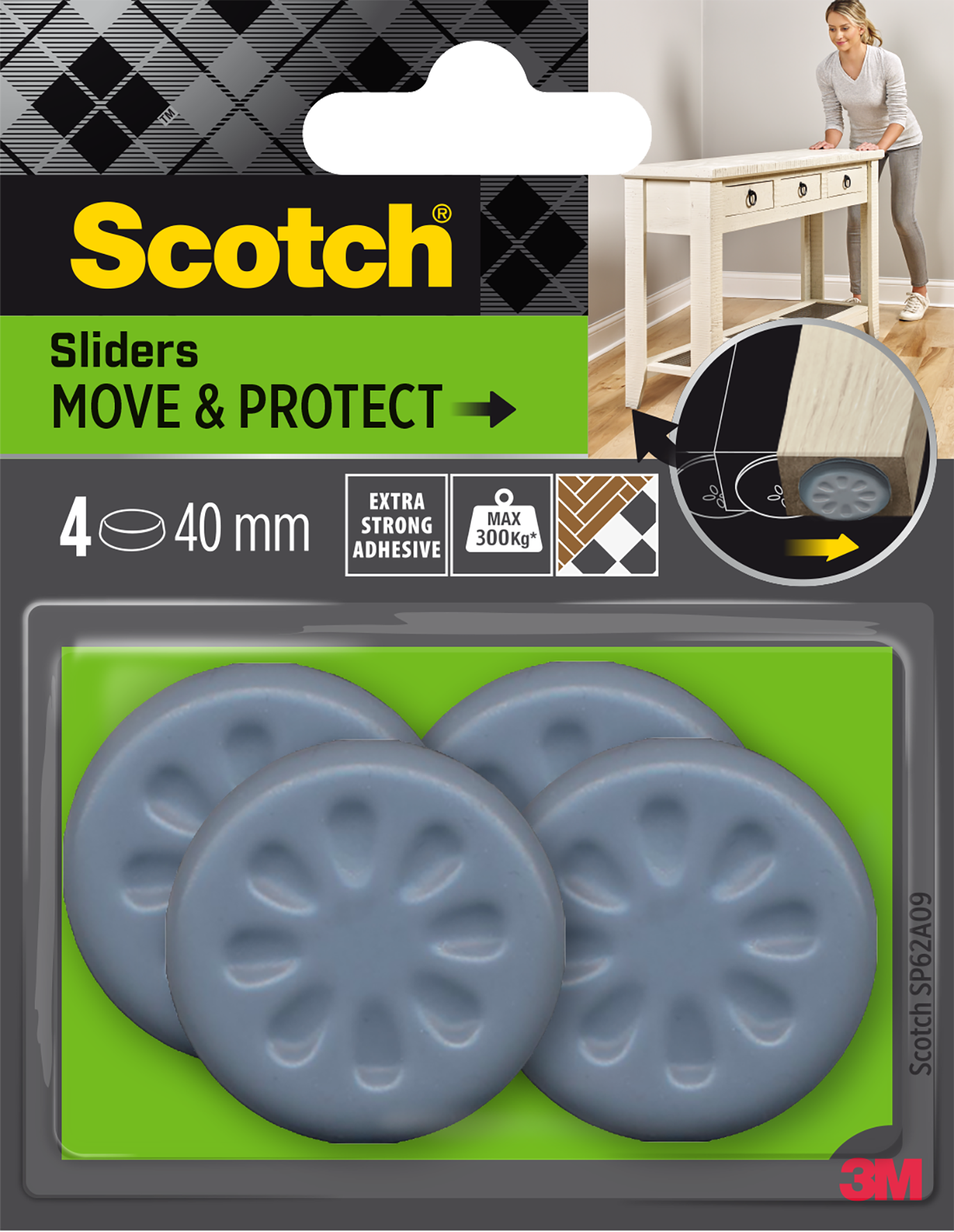 Möbelg. Sliders ø40mm 4St.grau