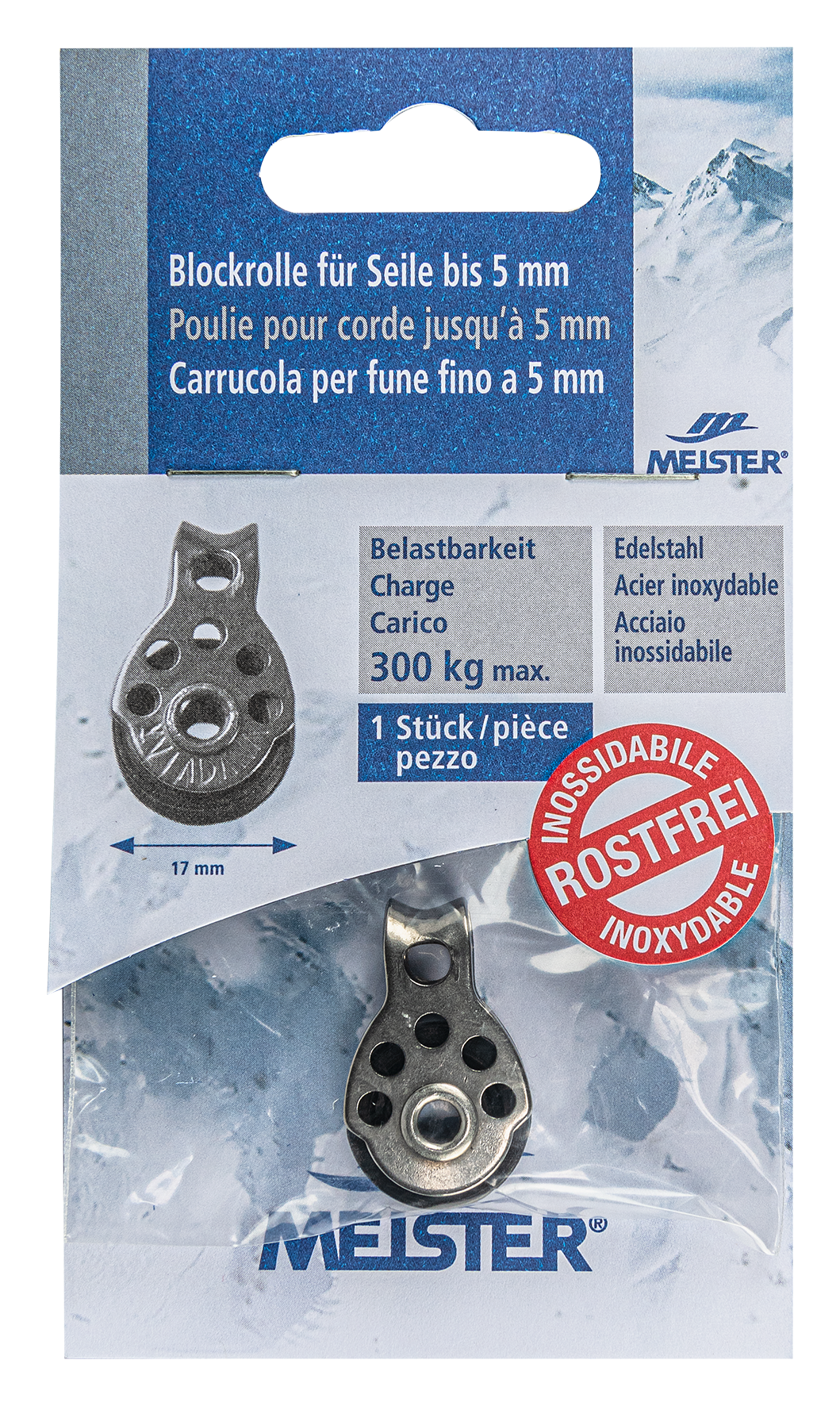 Blockrolle Inox ø17mm 5mm