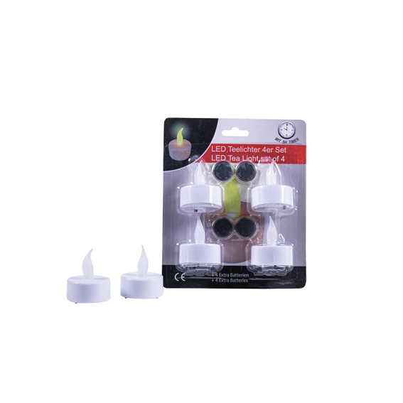 Teelicht LED m. Batterie 4St