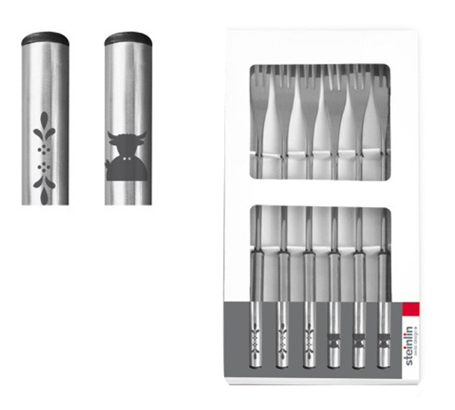 Fonduegabeln Kuh Ornament 6St.