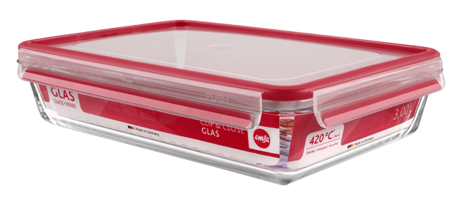 Dose Clip Close Glas eckig 3l