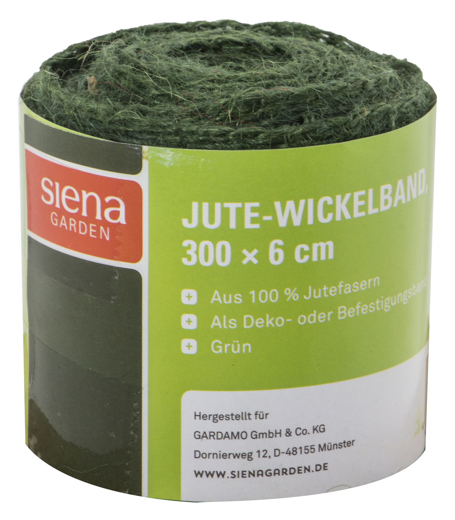 Juteband 300x6 cm grün