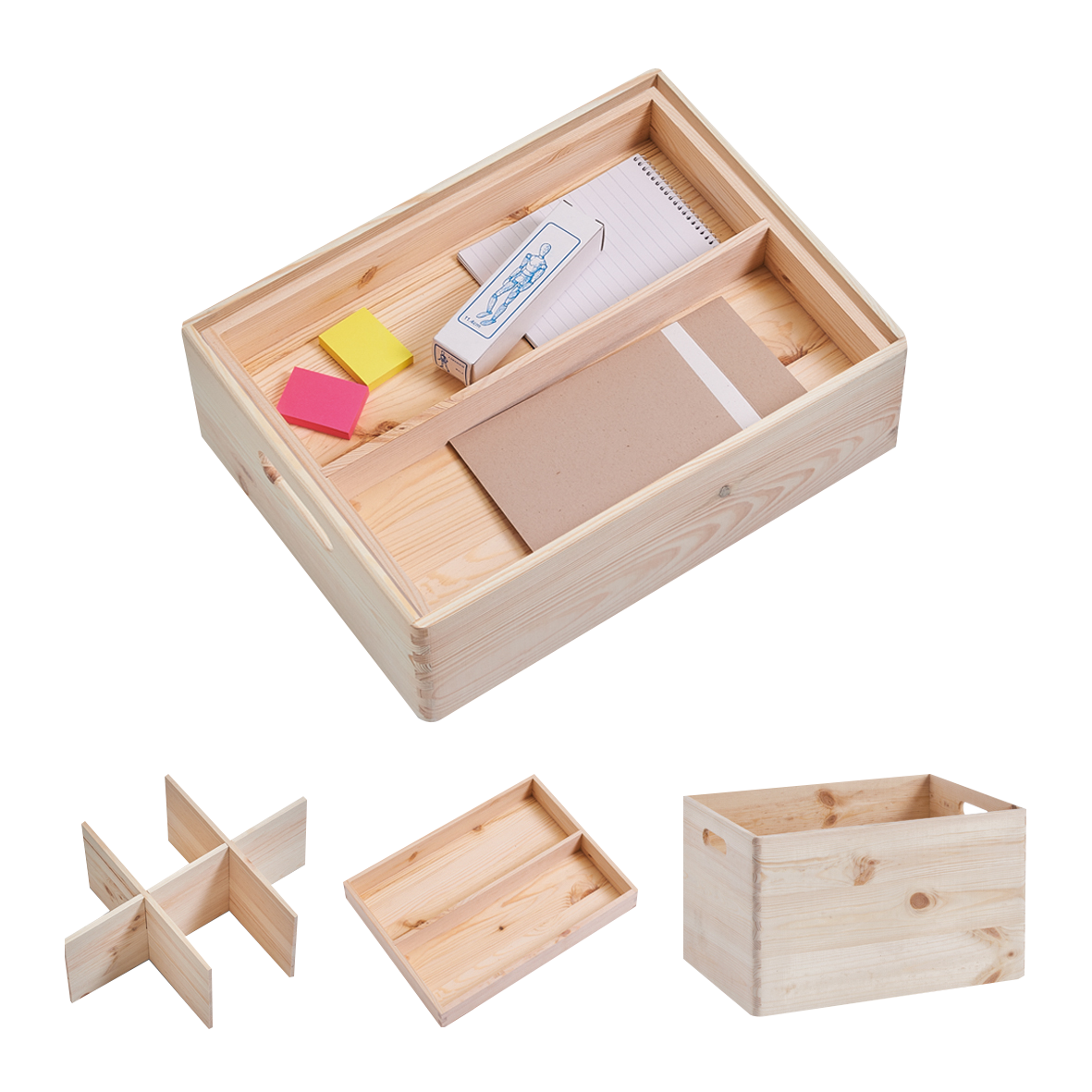 Kisten-Set Kiefer3tlg.40x30x24