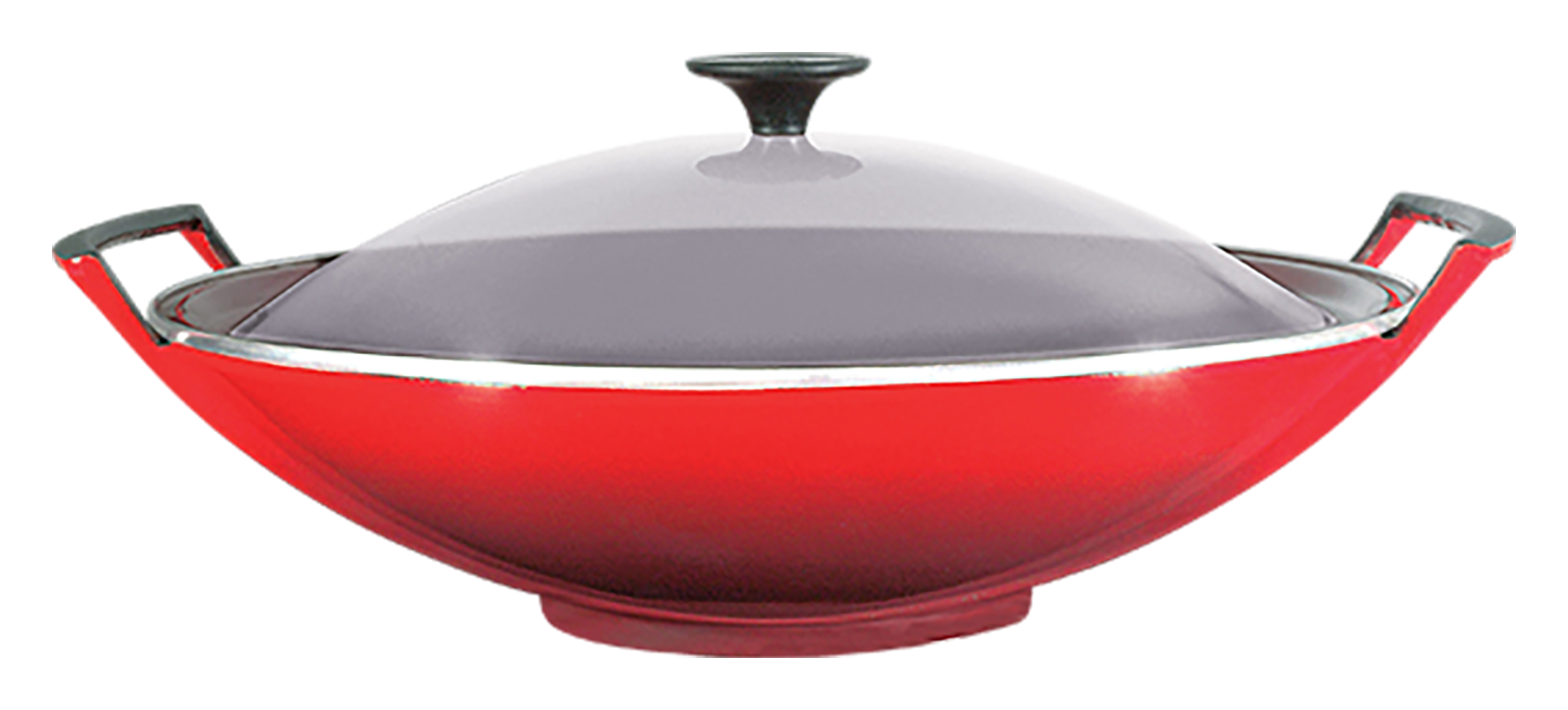 Wok m.Glasd. kirschrot ø36cm