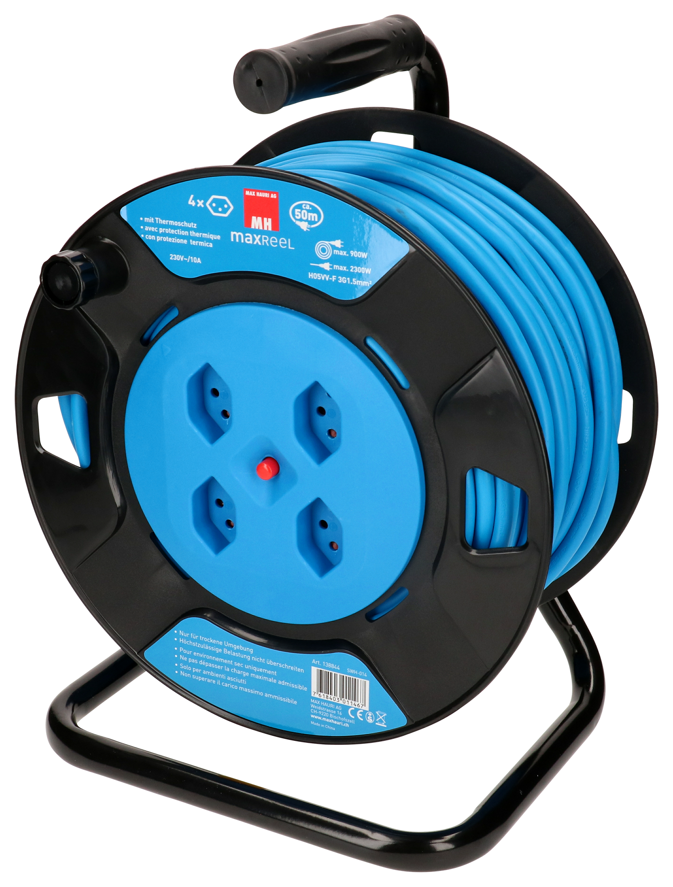 Kabelrolle 4xT13 50 m sw blau