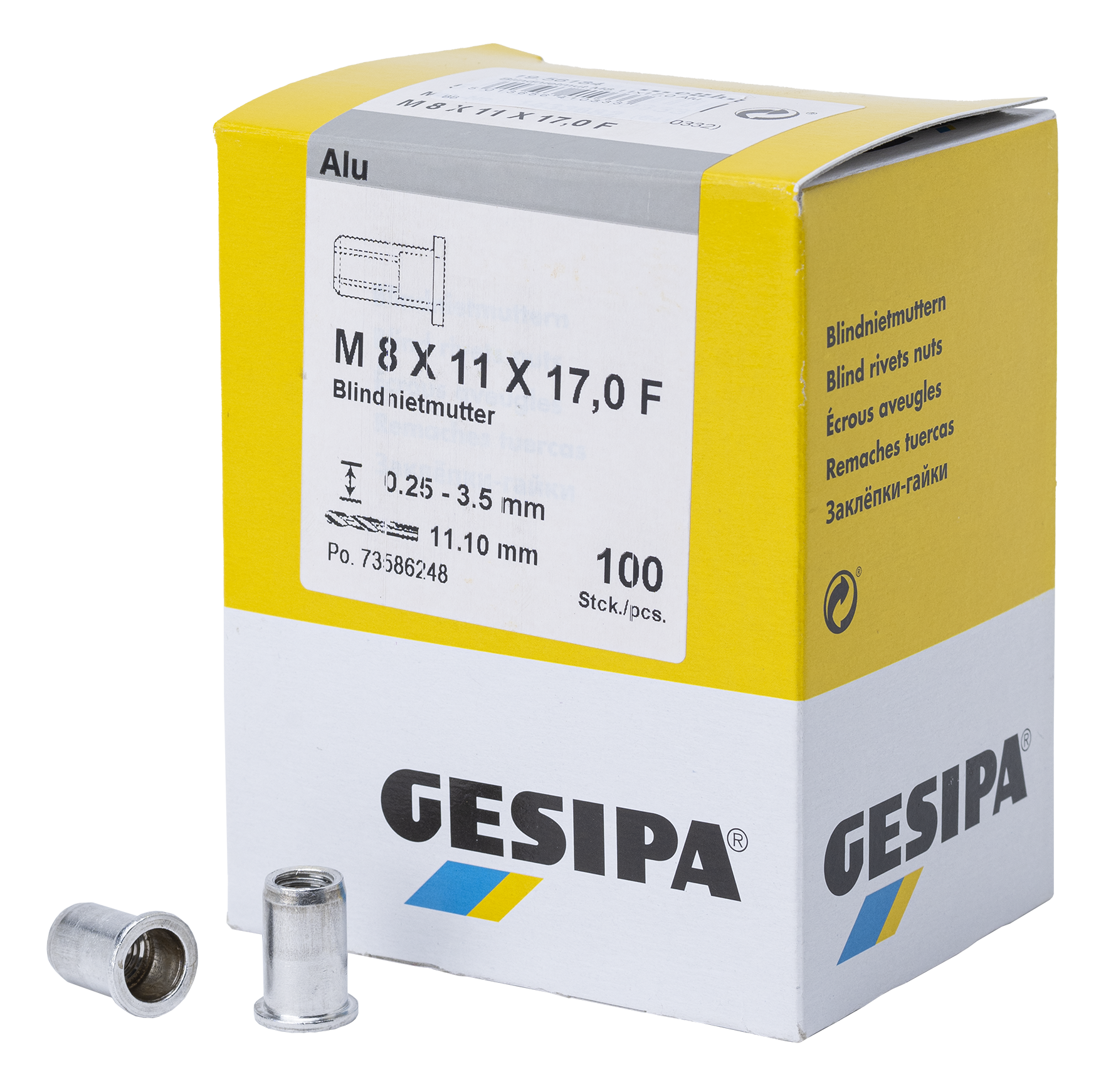 Blindnietmutter M8 11x17.0 Alu