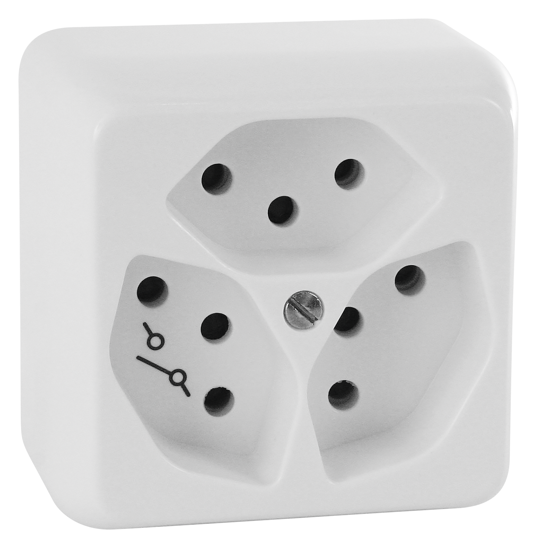 Steckdose 3x13 AP 1x SK ws